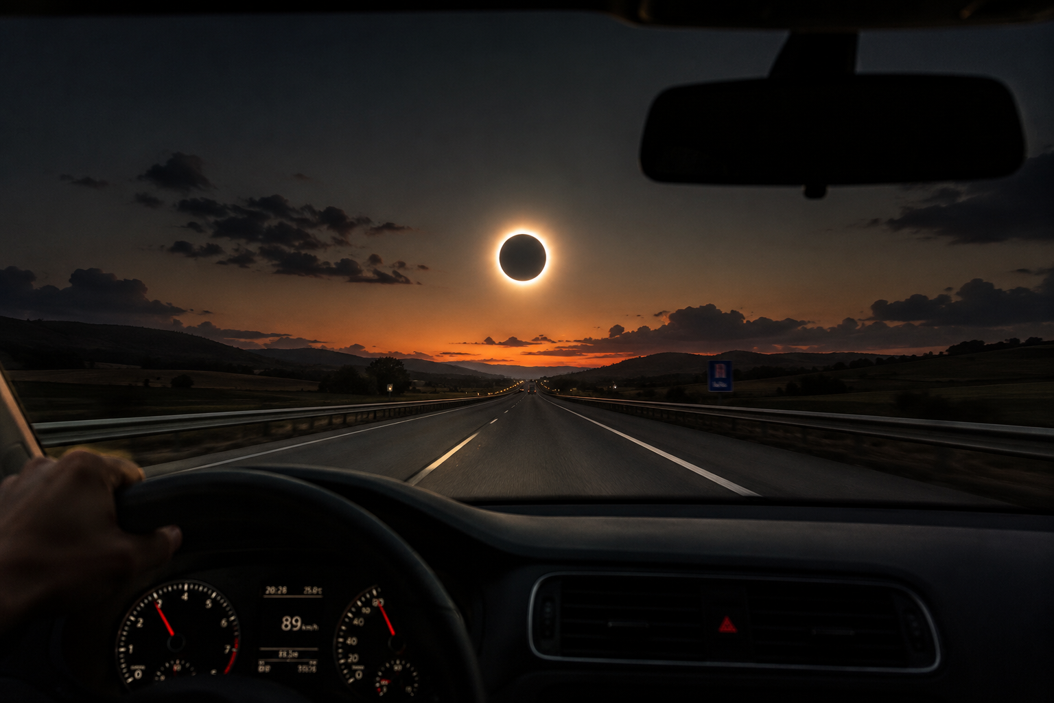 La DGT tendrá un dispositivo de vigilancia especial listo para el 12 de agosto, día del eclipse Imagen generada por IA