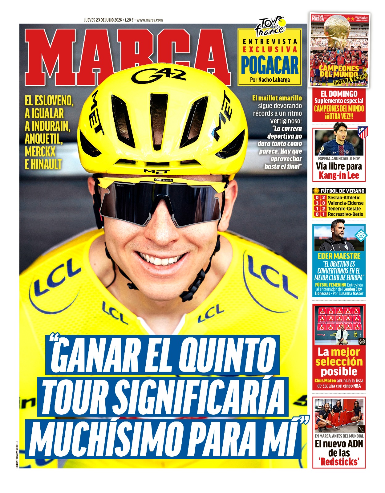 Couverture de MARCA de jeudi dernier.