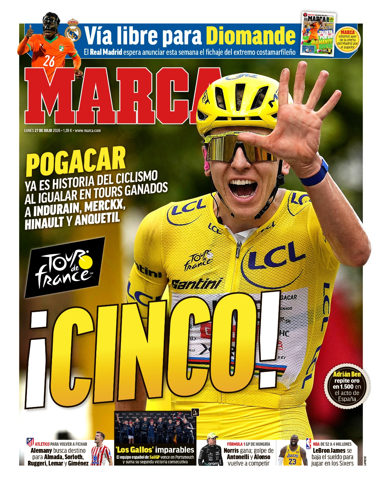 La couverture MARCA de ce lundi.