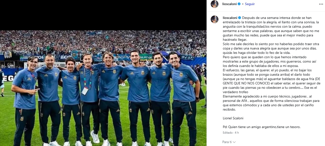 Mensaje de Scaloni