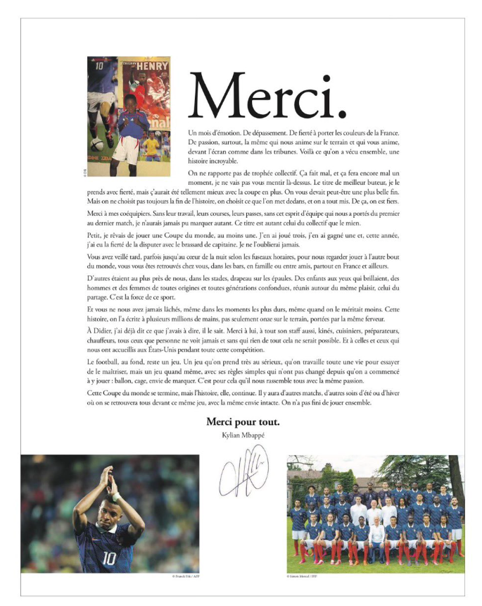 Mbappé's open letter
