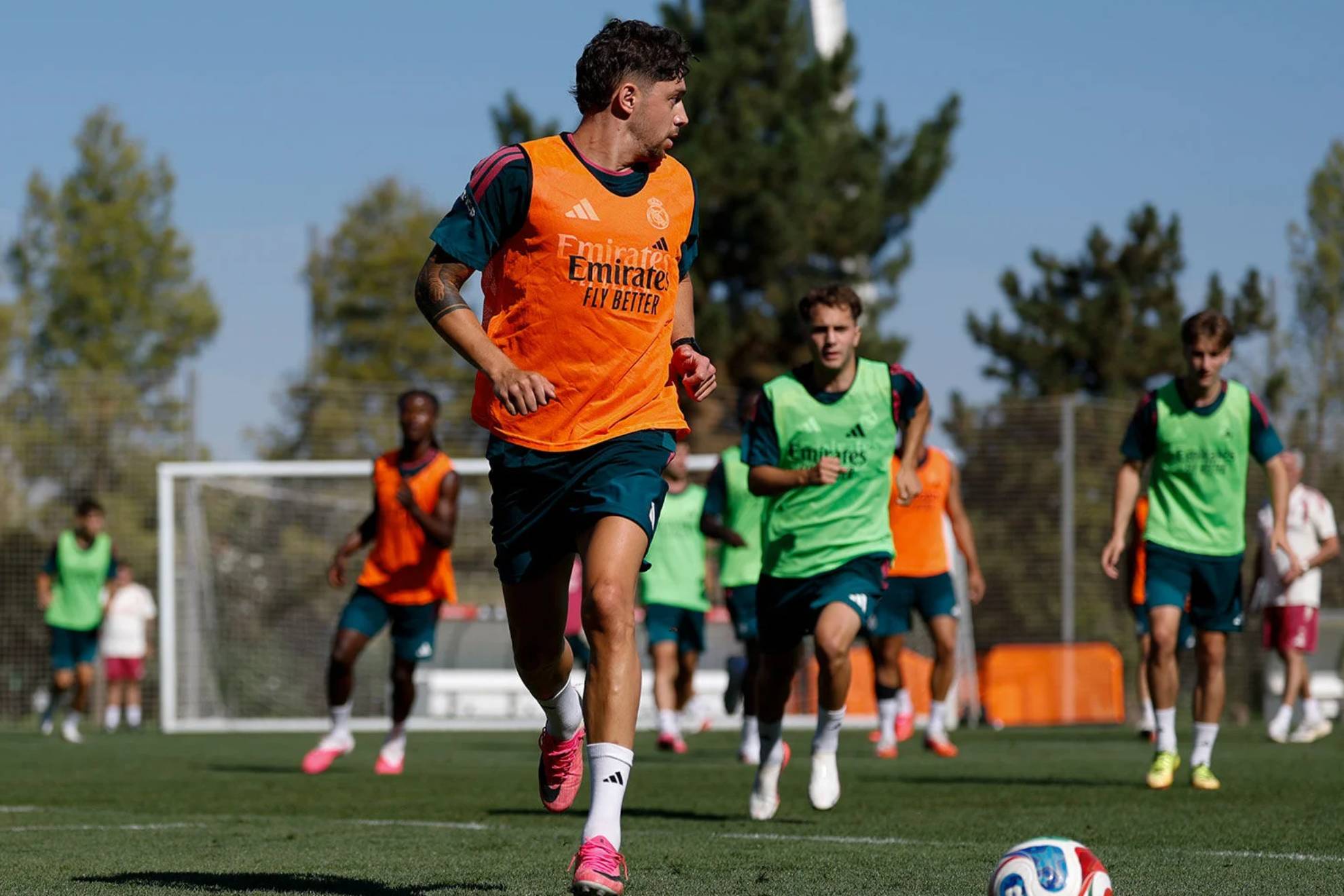 Valverde durante un entrenamiento en Valdebebas.