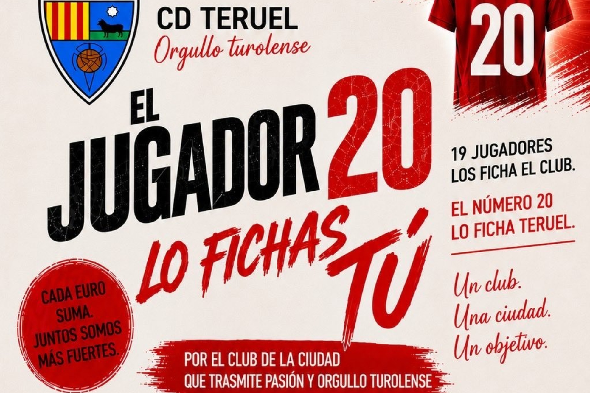 El post del Teruel con el lema: "El jugador 20 lo fichas tú".