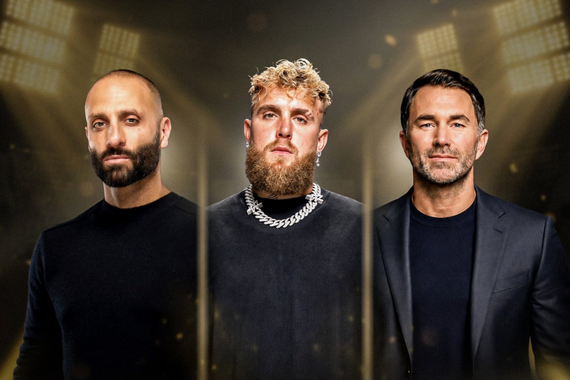 Nakisa Bidarian, Jake Paul y Eddie Hearn.
