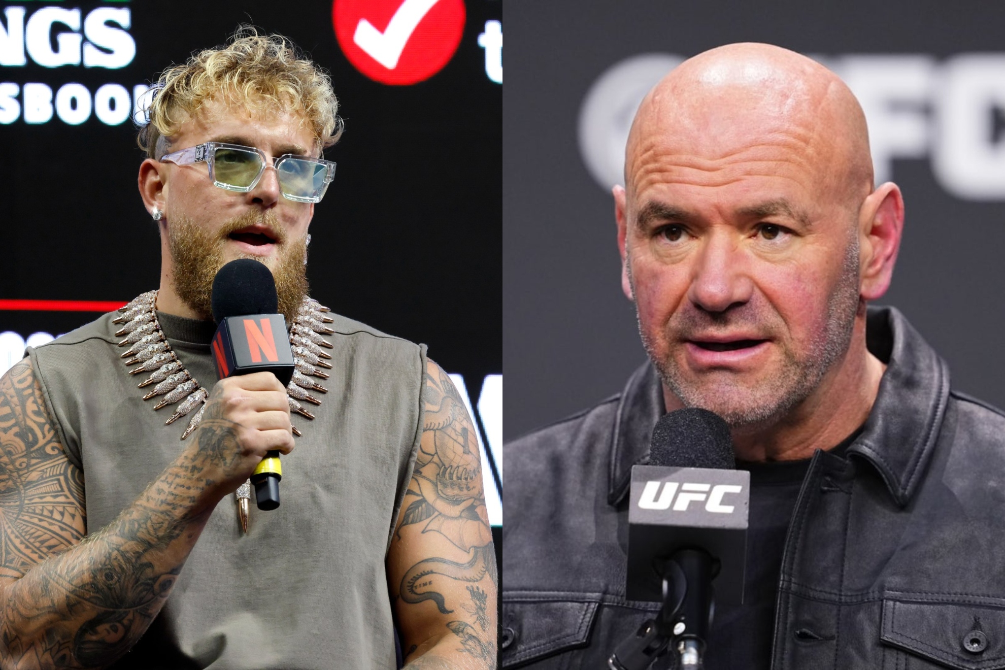 Montaje fotográfico de Dana White y Jake Paul.