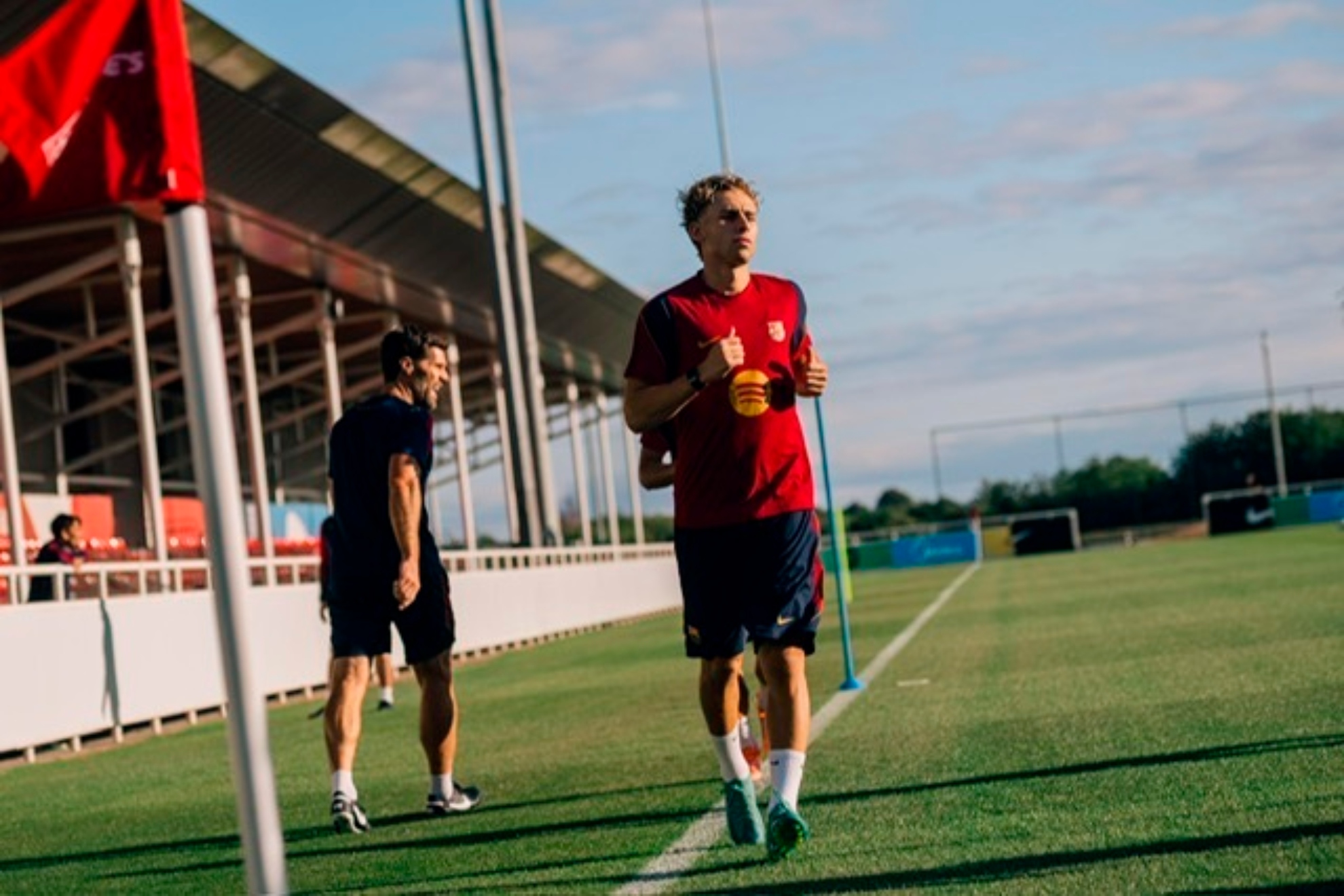 Fermín durante un entrenamiento del Barcelona en Inglaterra.