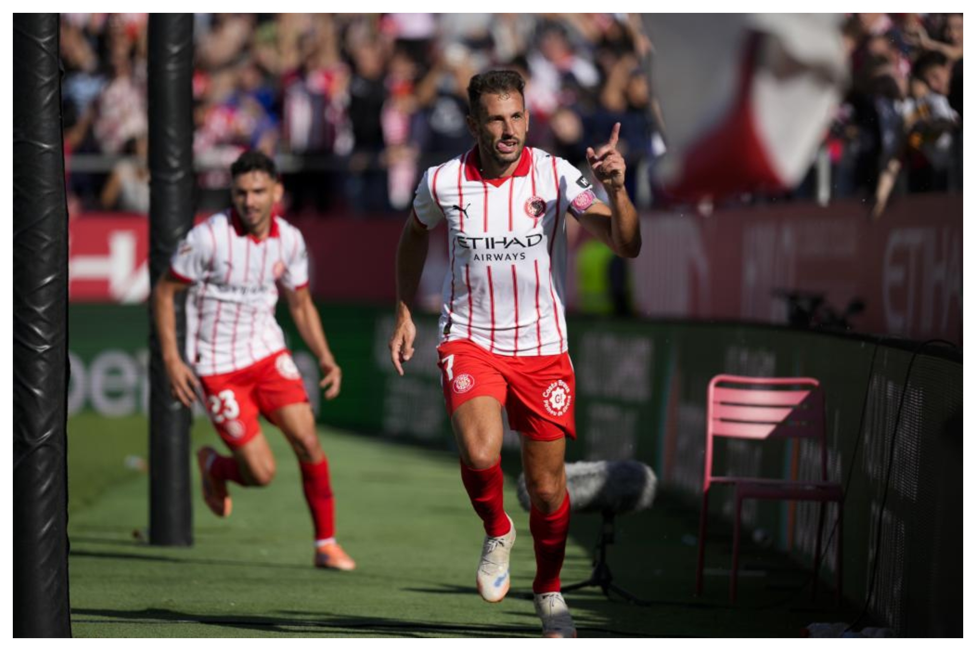 Stuani celebra un gol en Montilivi esta pasada temporada