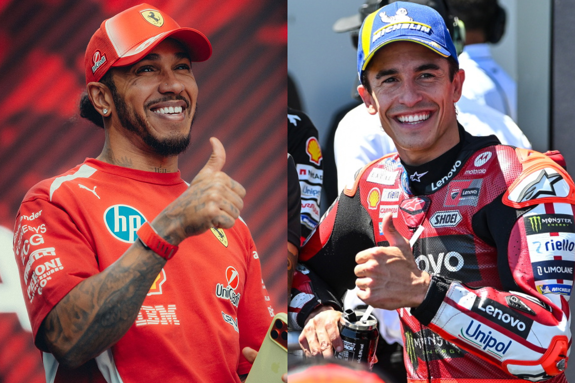 Lewis Hamilton y Marc Márquez. FOTOMONTAJE MARCA