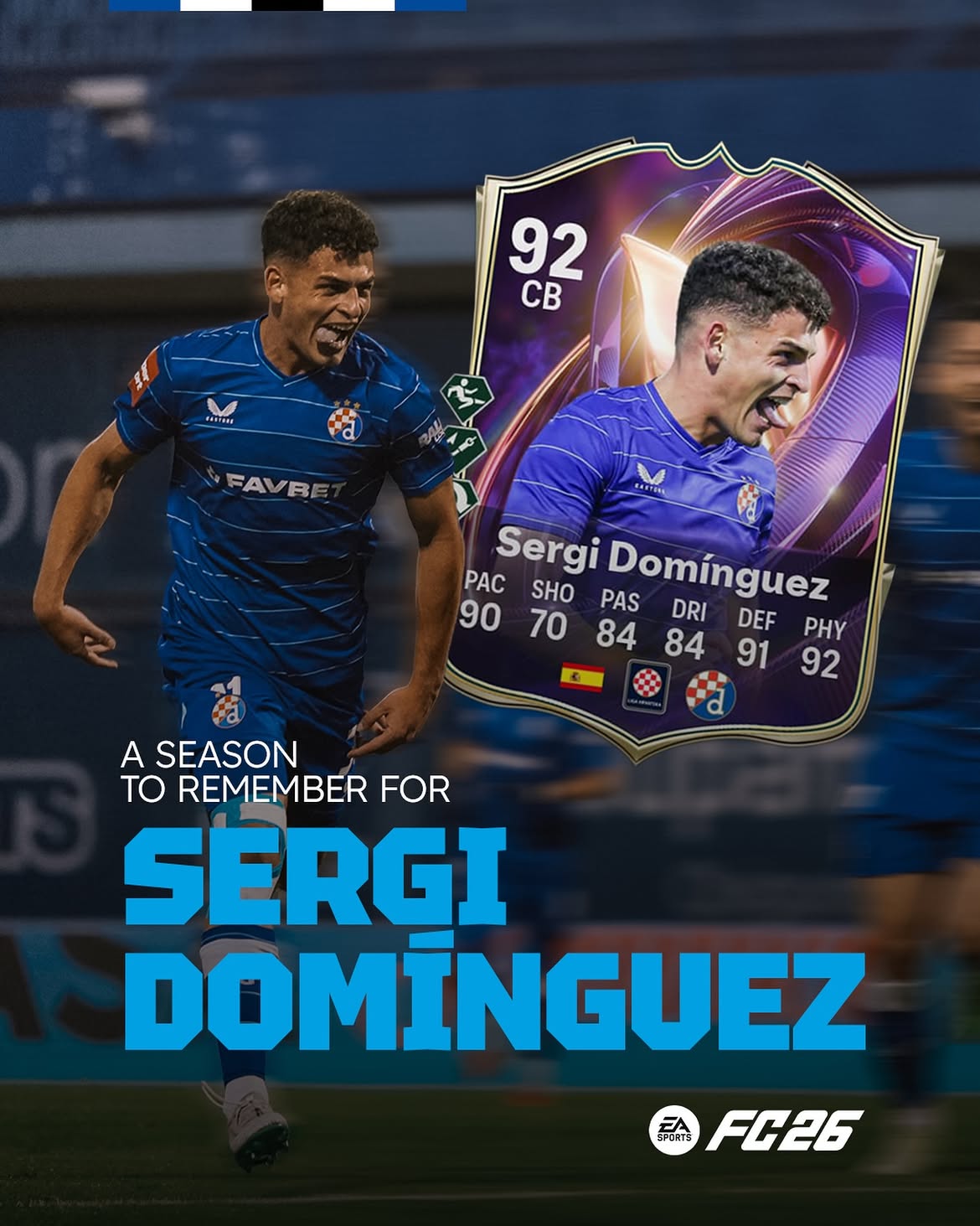 La carta de Sergi Domínguez en el FC26 después de ser elegido en el 'Once Ideal' de la temporada.