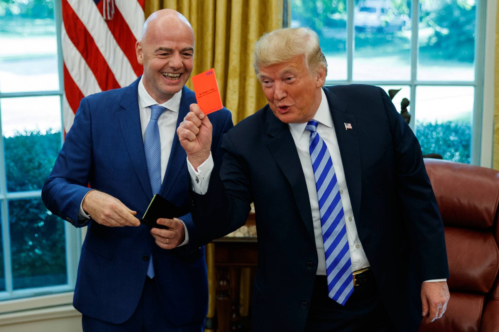 Infantino y Trump, en el Despacho Oval. Evan Vucci