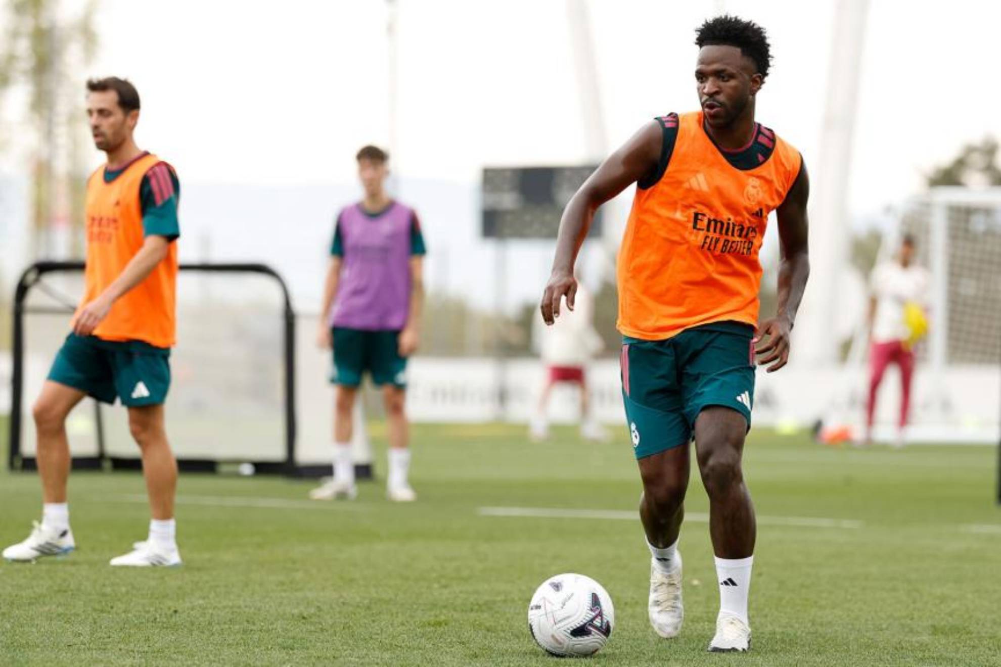 Vinicius, en el entrenamiento del Real Madrid.