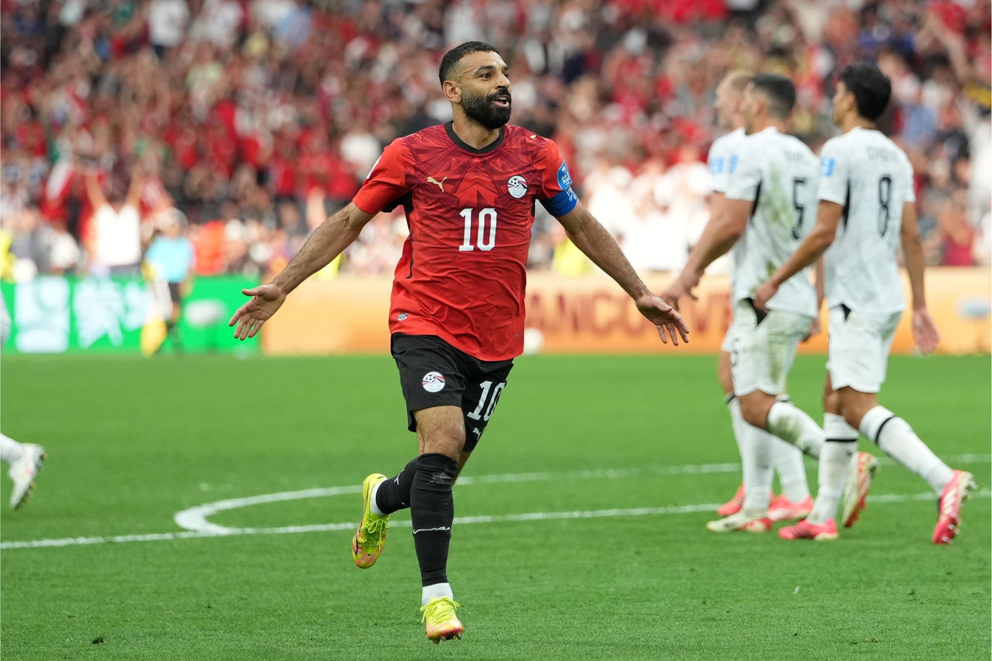 Salah celebra un gol en el Mundial