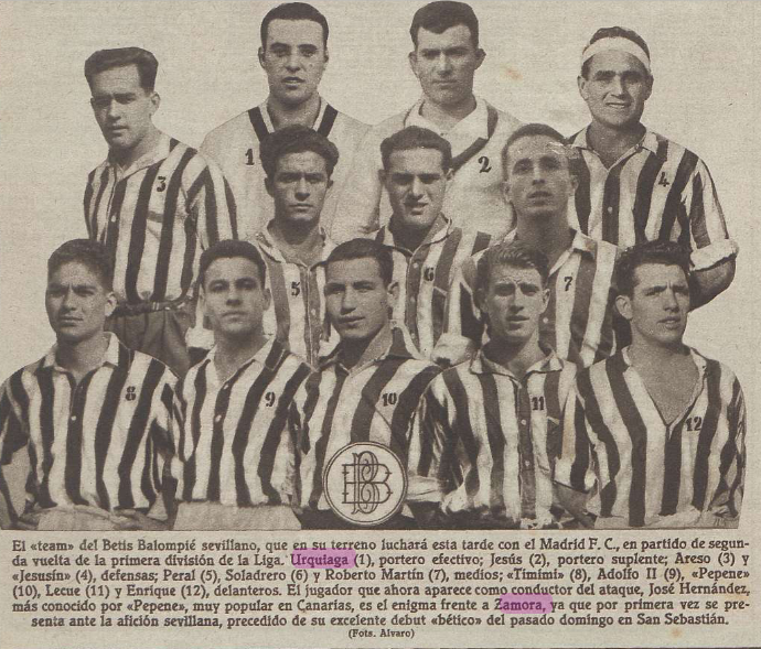 Plantilla del Betis de la 1932-33.