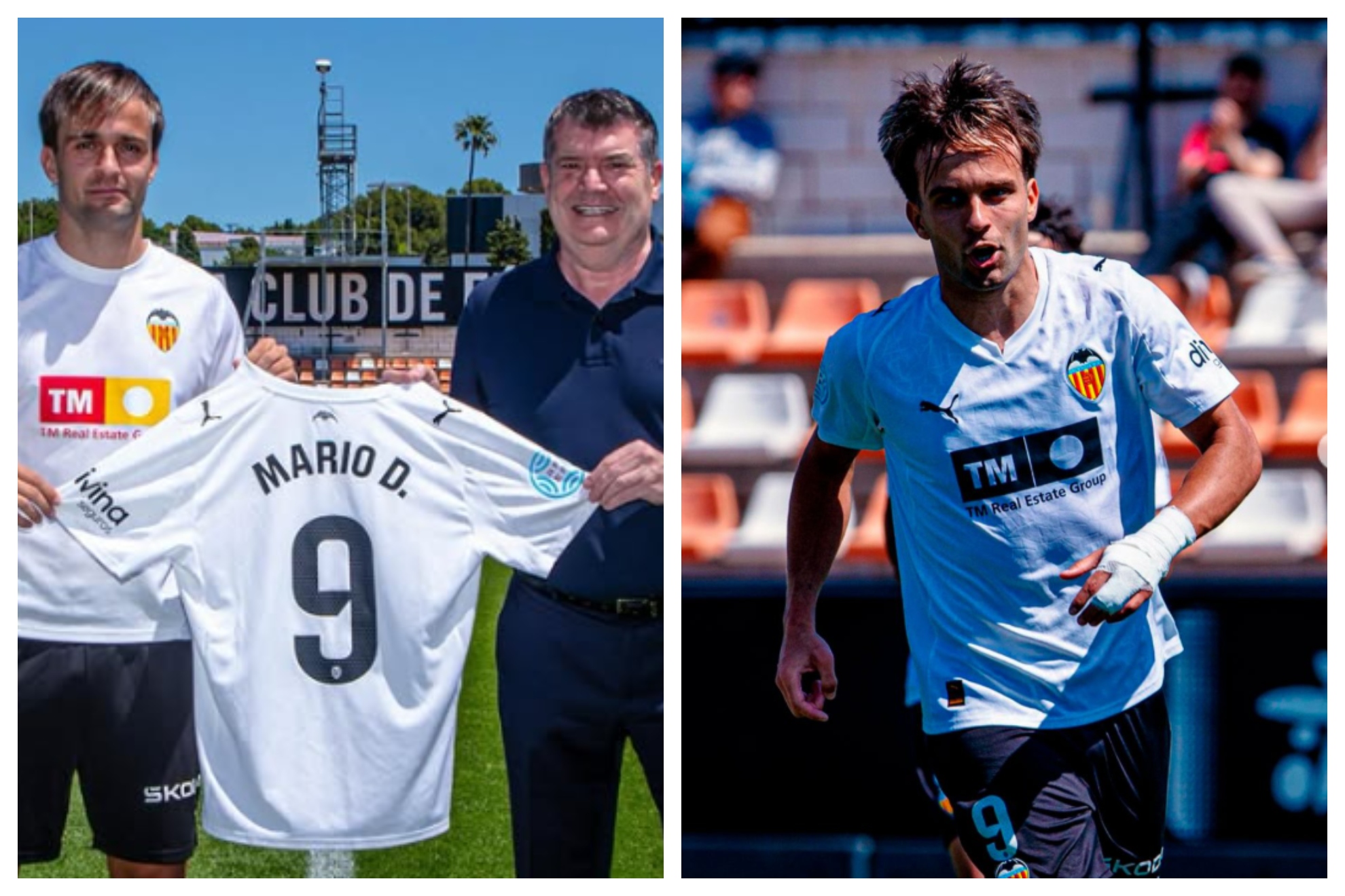 Mario Domínguez, durante su renovación con el Valencia