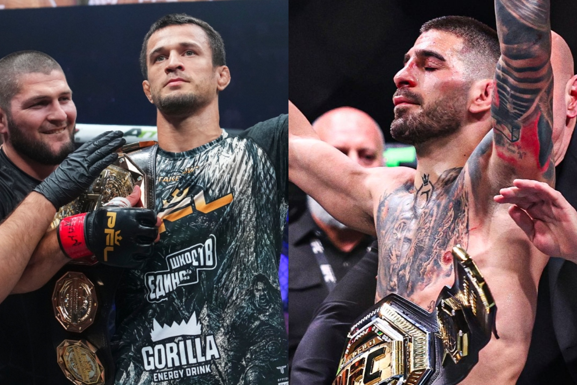 Montaje fotográfico de Usman Nurmagomedov e Ilia Topuria. UFC.