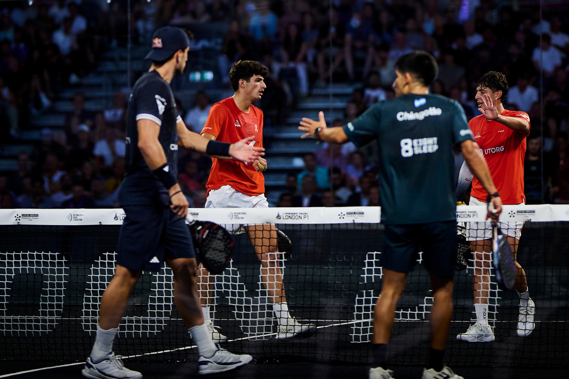 Coello, Tapia, Galán y Chingotto, en la final de Londres. PREMIER PADEL
