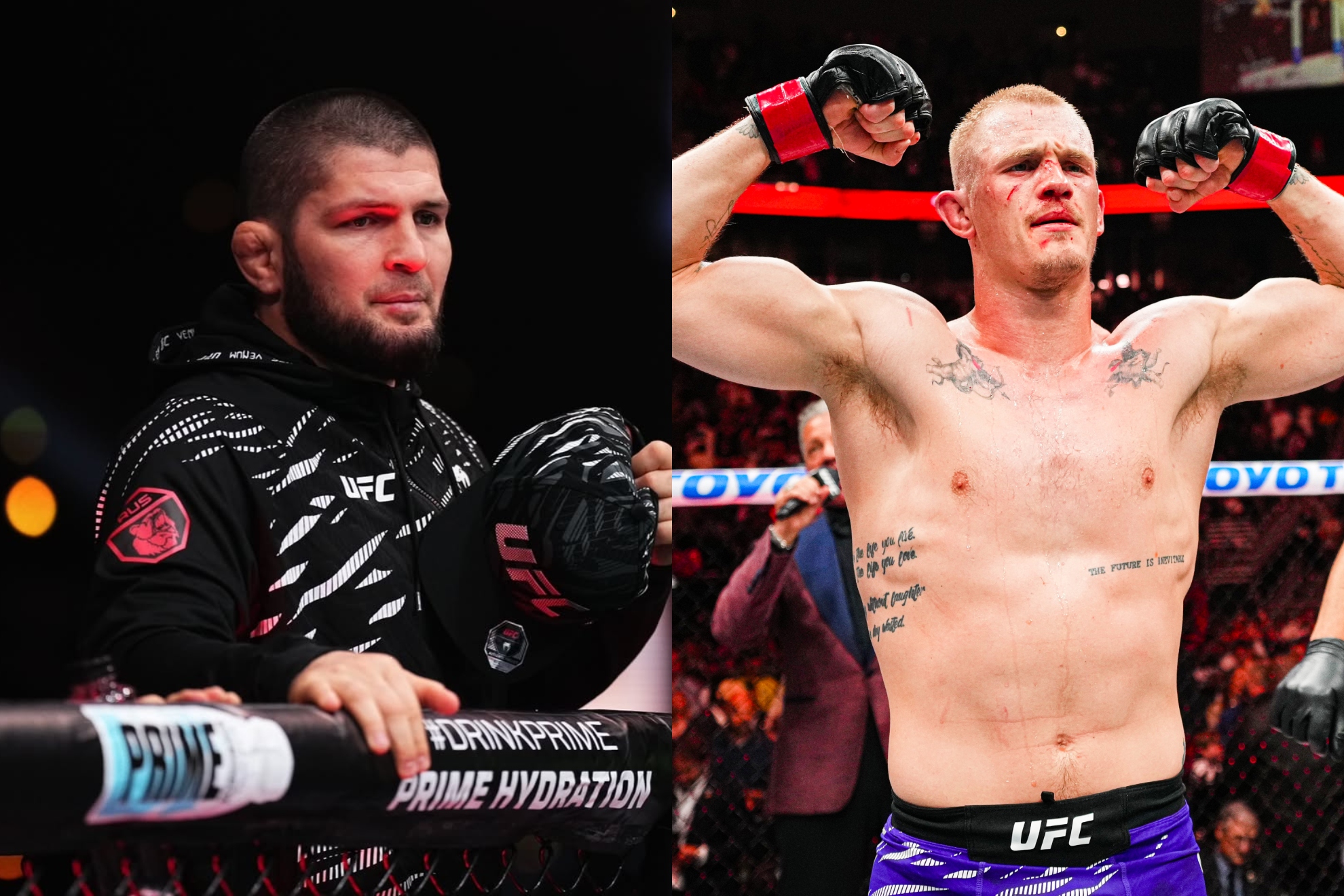 Montaje fotográfico de Khabib Nurmagomedov e Ian Garry. UFC.