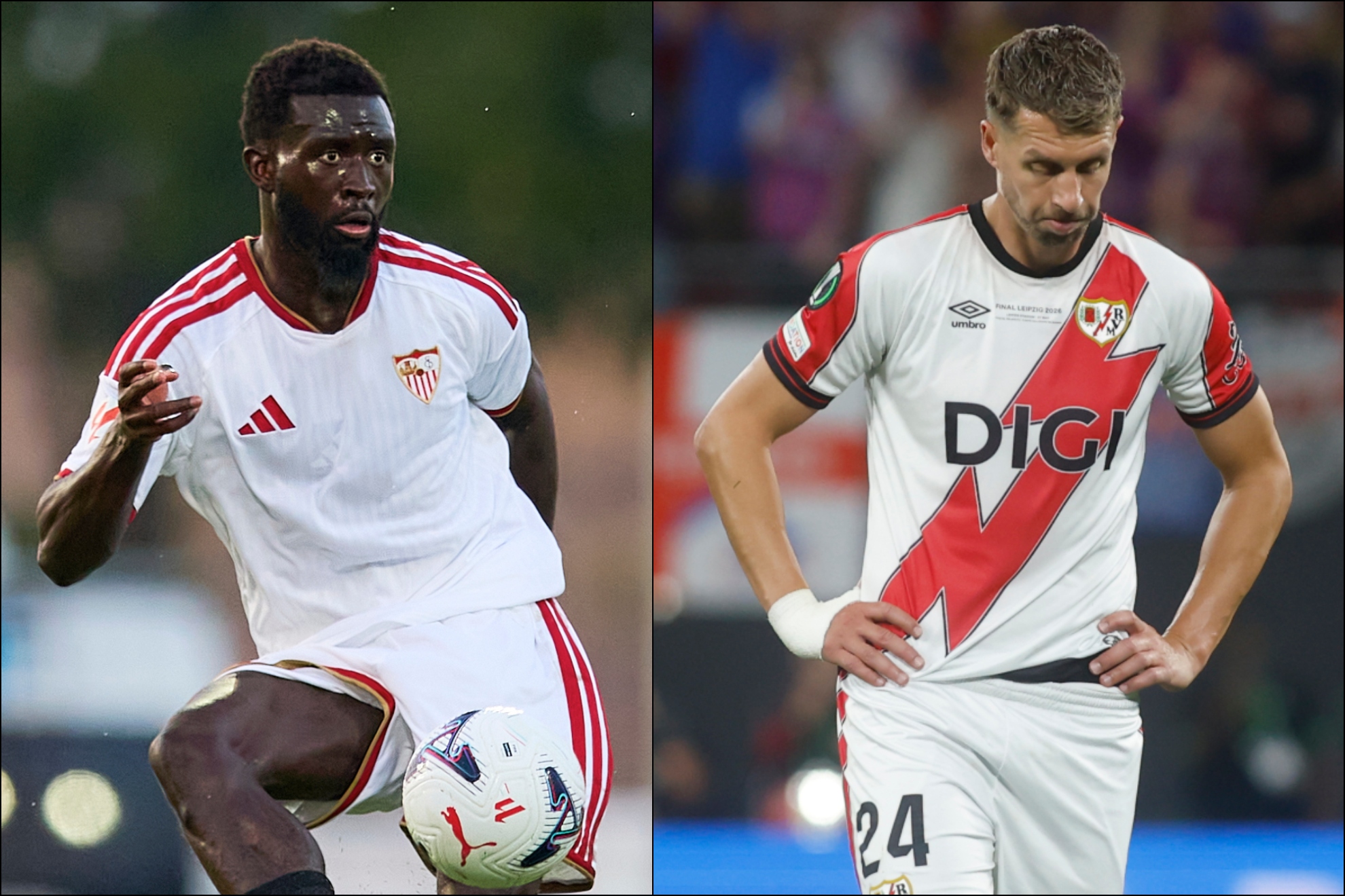 El sevillista Sangante y Lejeune, jugador del Rayo