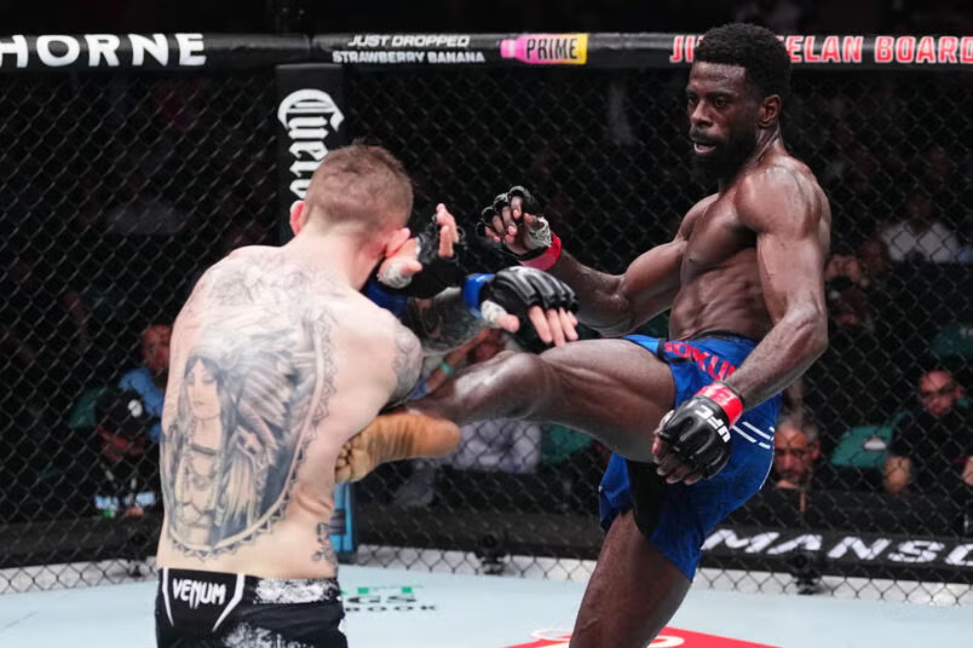 Chidi Njokuani durante un combate en la UFC. UFC.