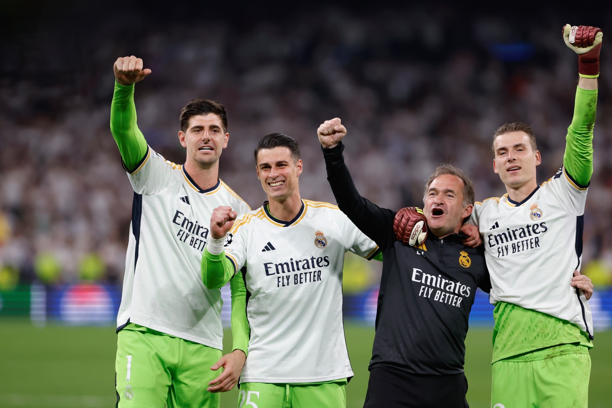 Llopis con Courtois, Kepa y Lunin
