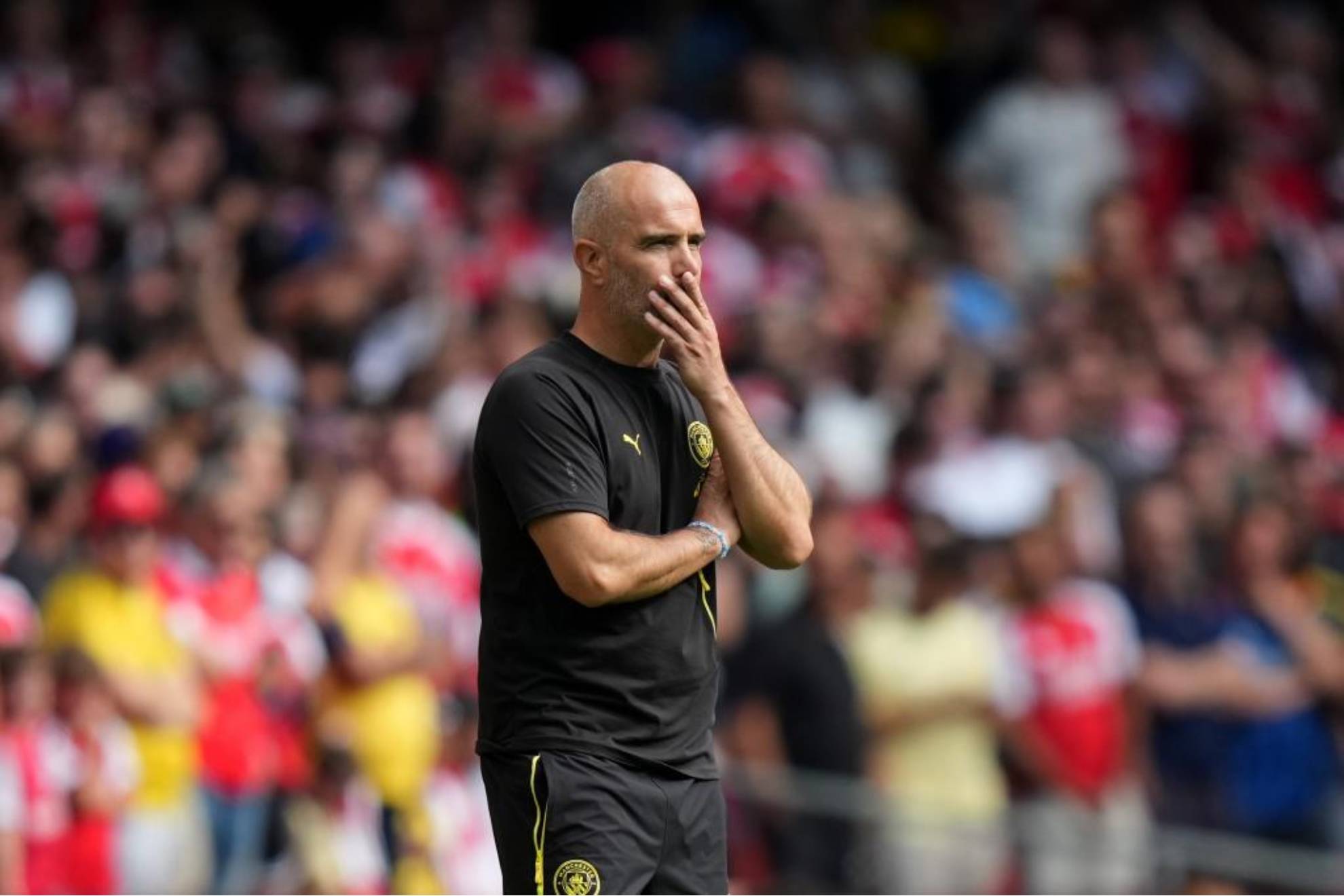 Maresca, durante la final de la Community Shield ante el Arsenal