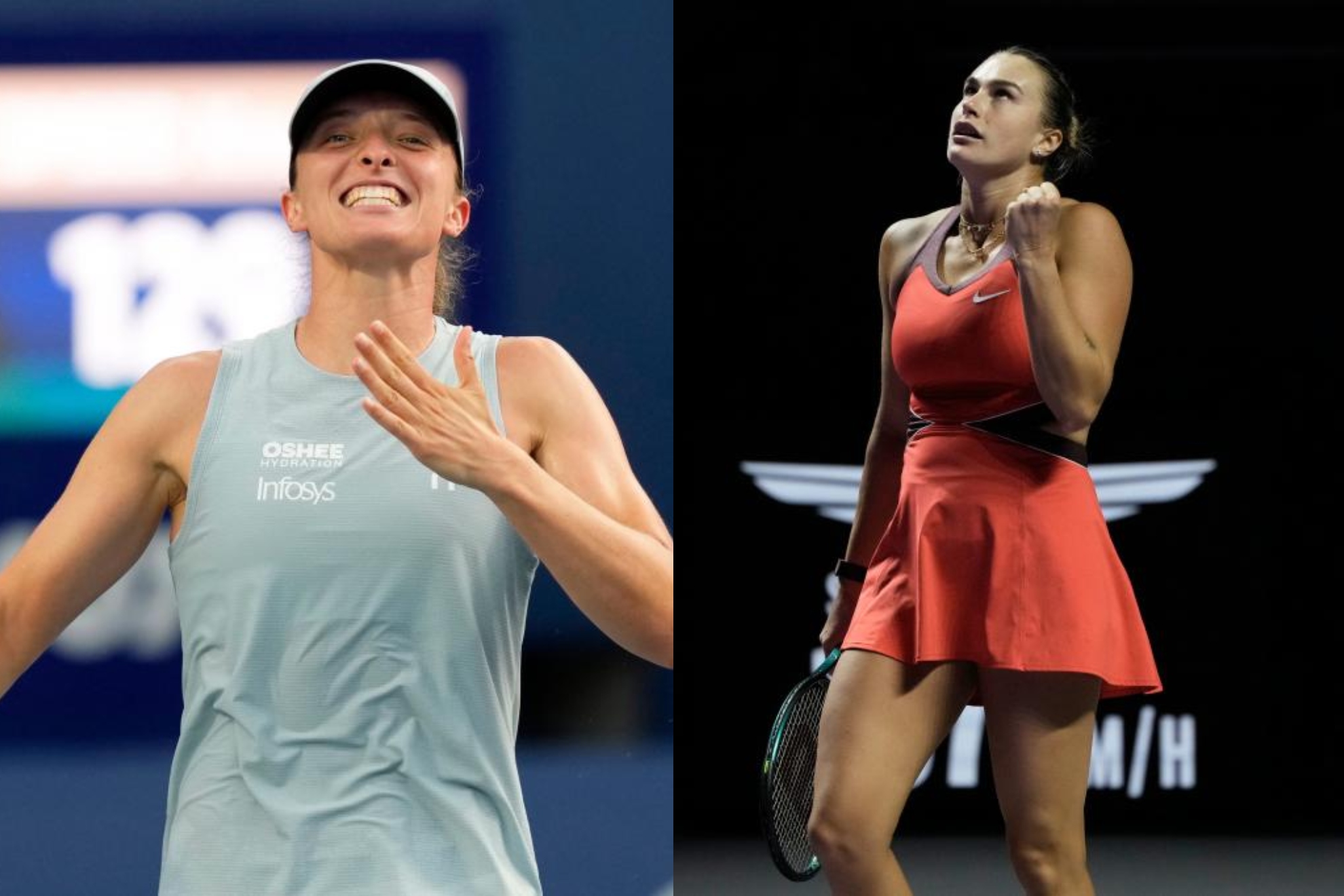 Iga Swiatek (izquierda) y Aryna Sabalenka (derecha). LAPRESSE