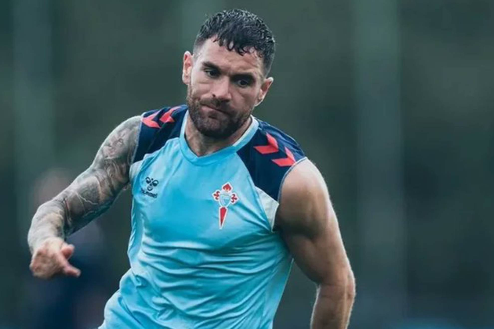 Javi Galán, durante un entrenamiento con el Celta CELTA DE VIGO