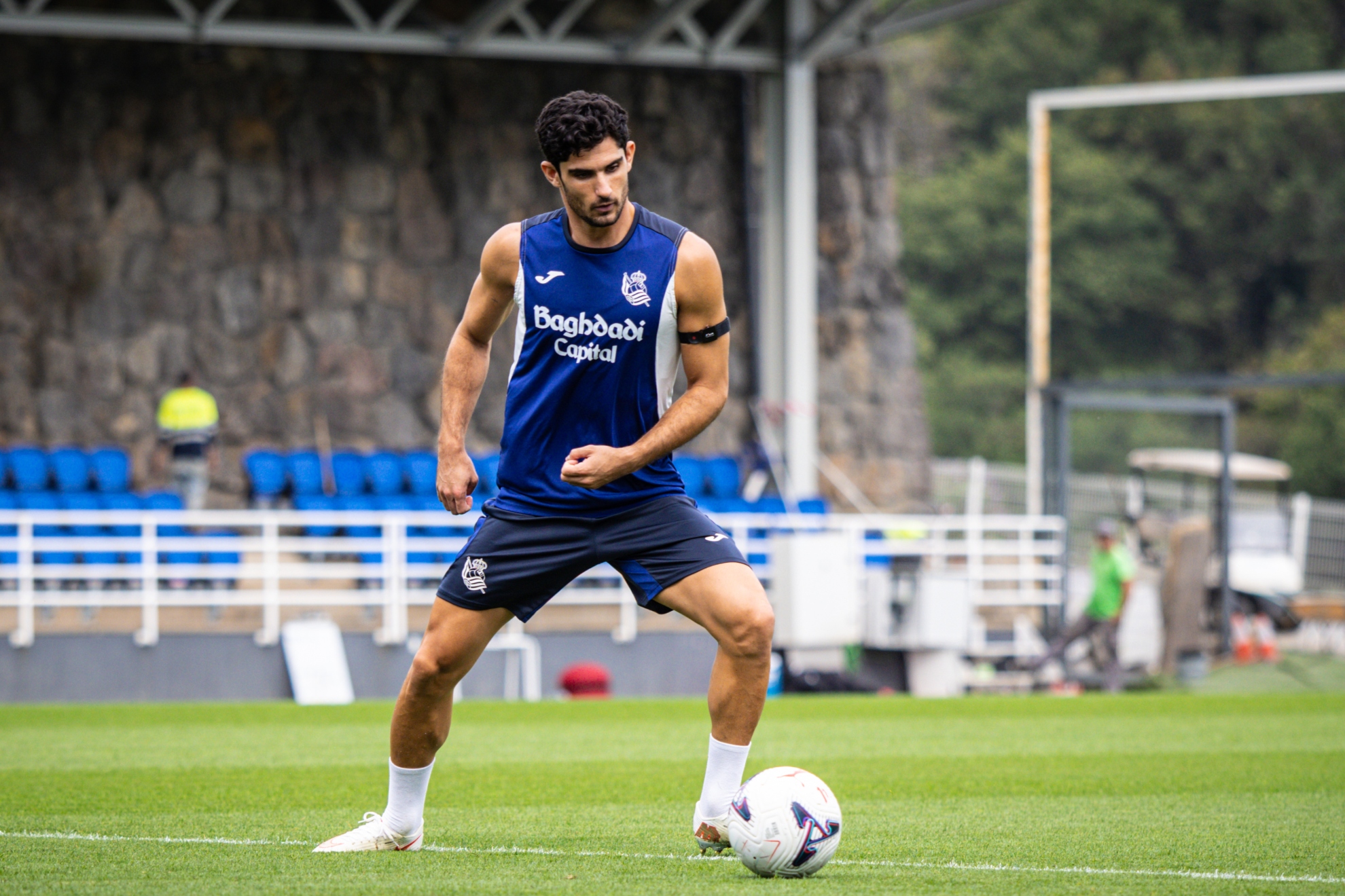 Gonçalo Guedes, durante el entrenamiento de este miércoles en Zubieta. REAL SOCIEDAD