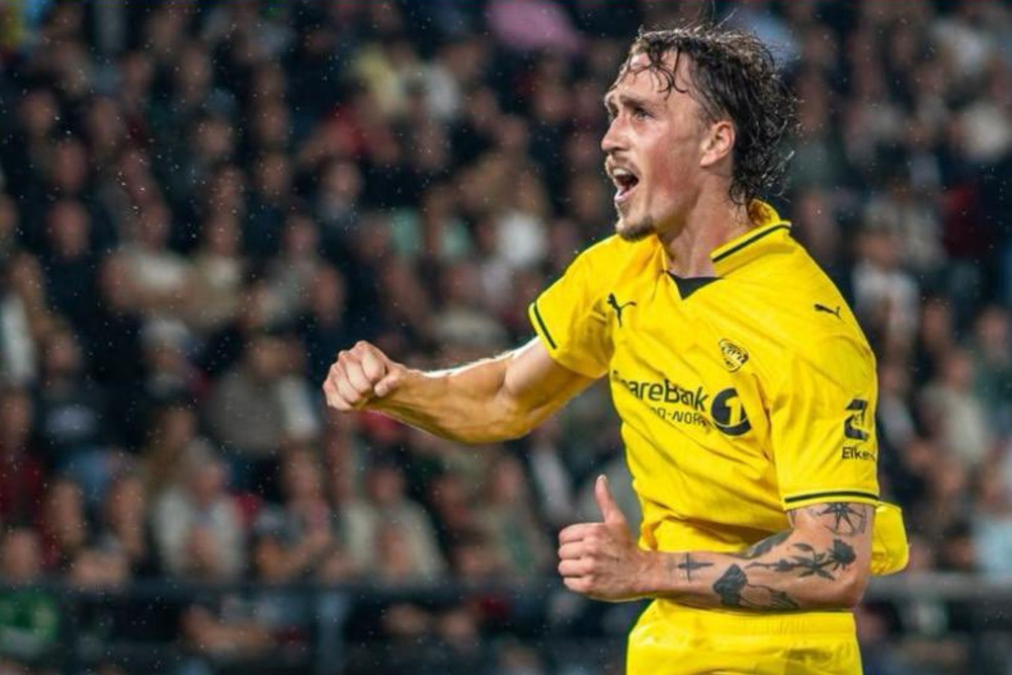 Helmersen celebra su gol contra el NEC Nimega @Glimt