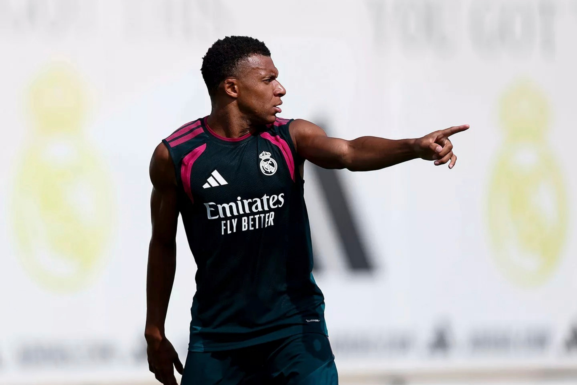 Mbappé, durante una sesión de entrenamiento en Valdebebas. REAL MADRID