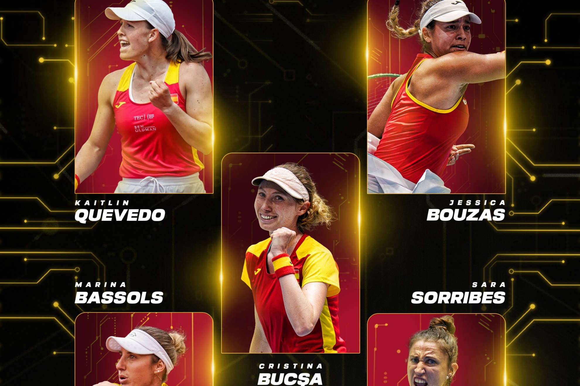 El quinteto español en la Billie Jean King Cup.