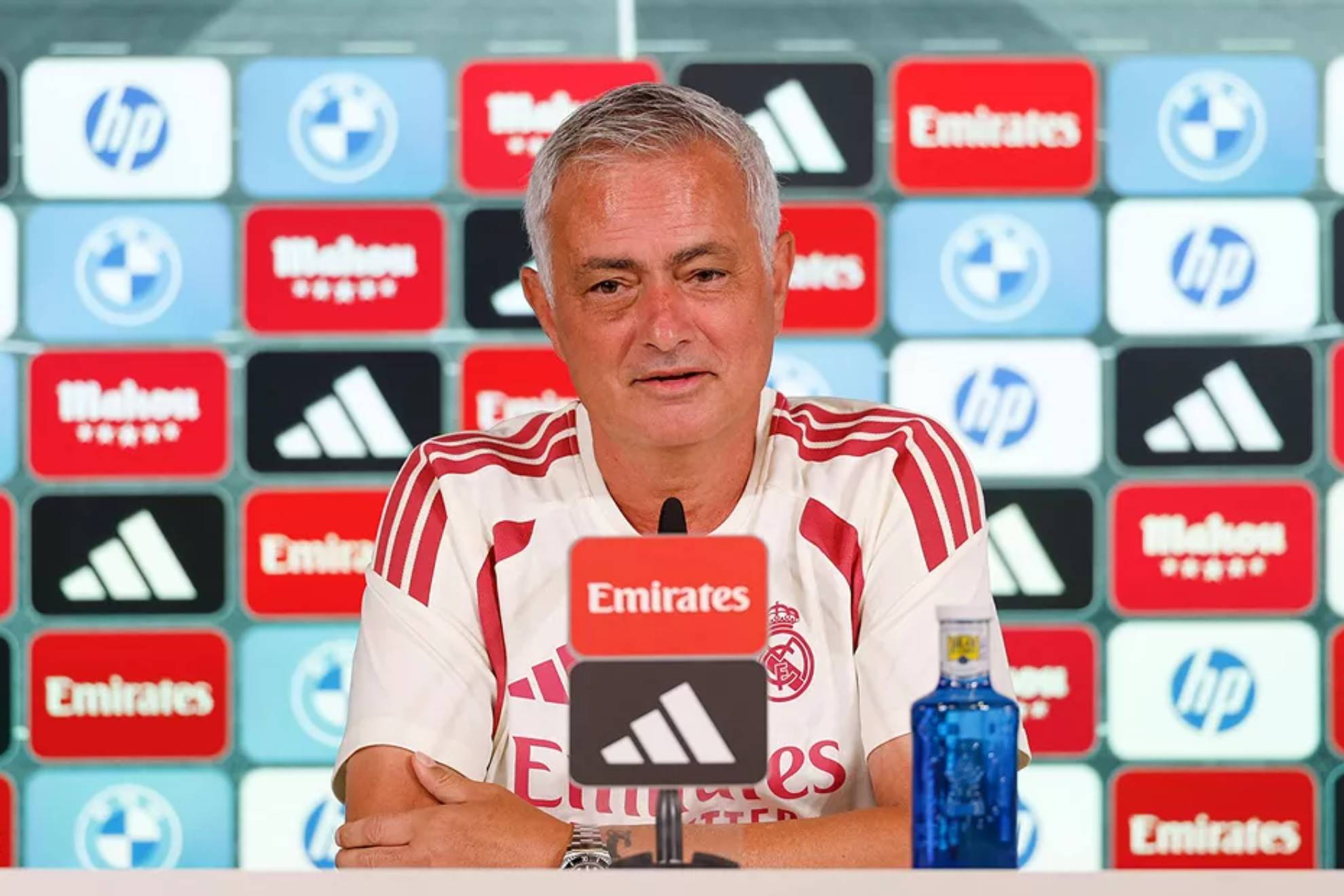 José Mourinho durante su primera rueda de prensa en Valdebebas.