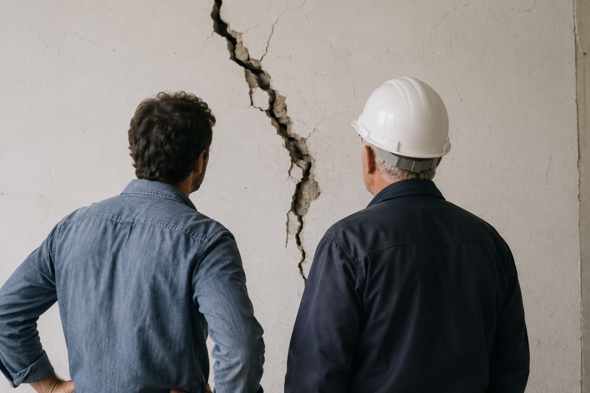 Dos hombres mirando una brecha Generada mediante IA