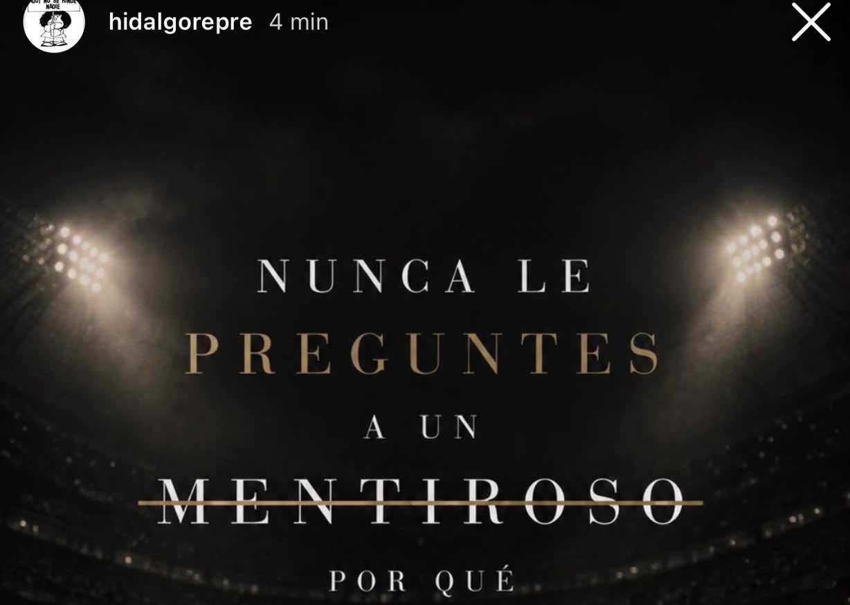Parte del mensaje de Fernando Hidalgo en su perfil de Instagram.