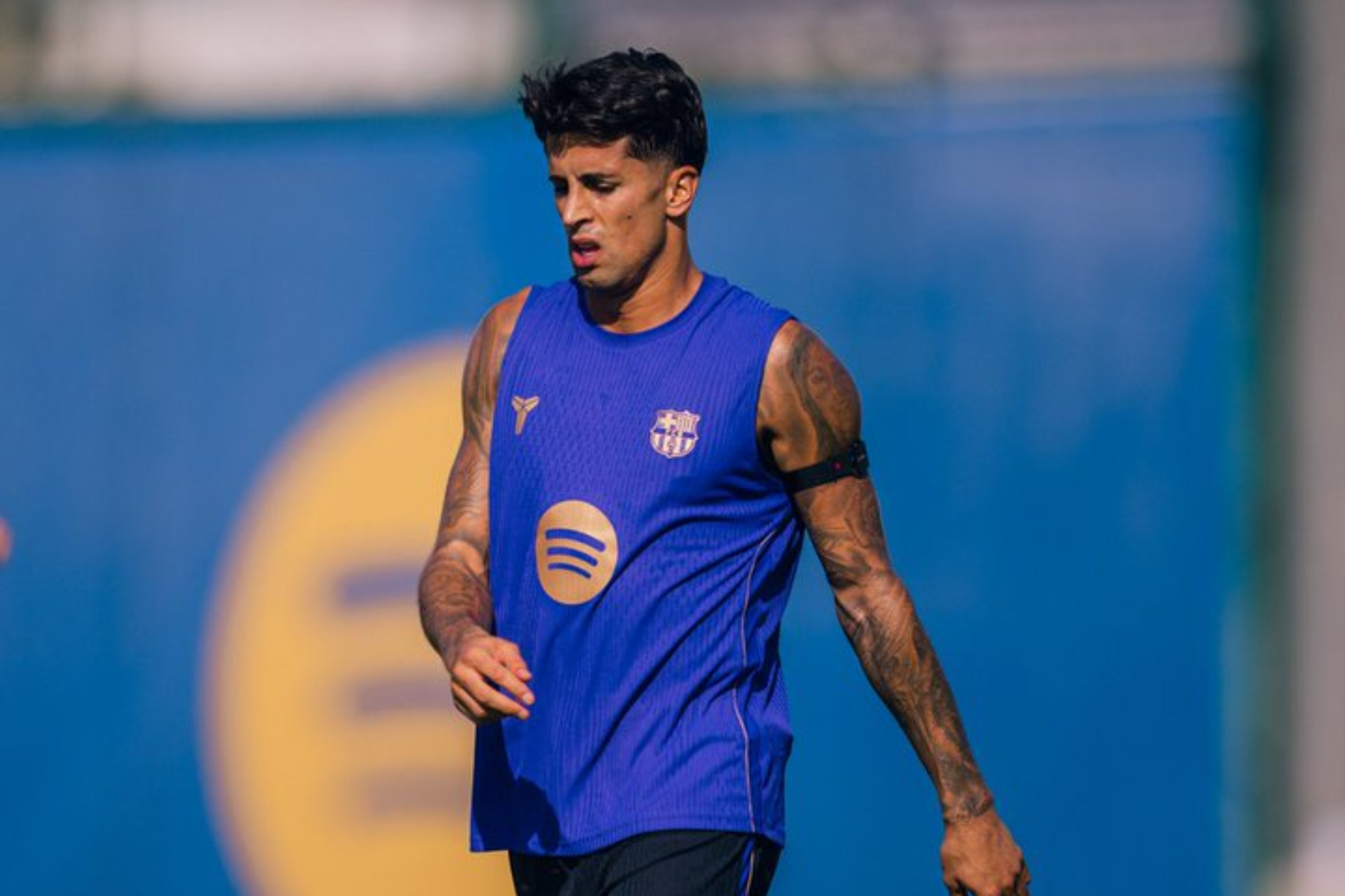 Cancelo, durante la sesión. FC BARCELONA