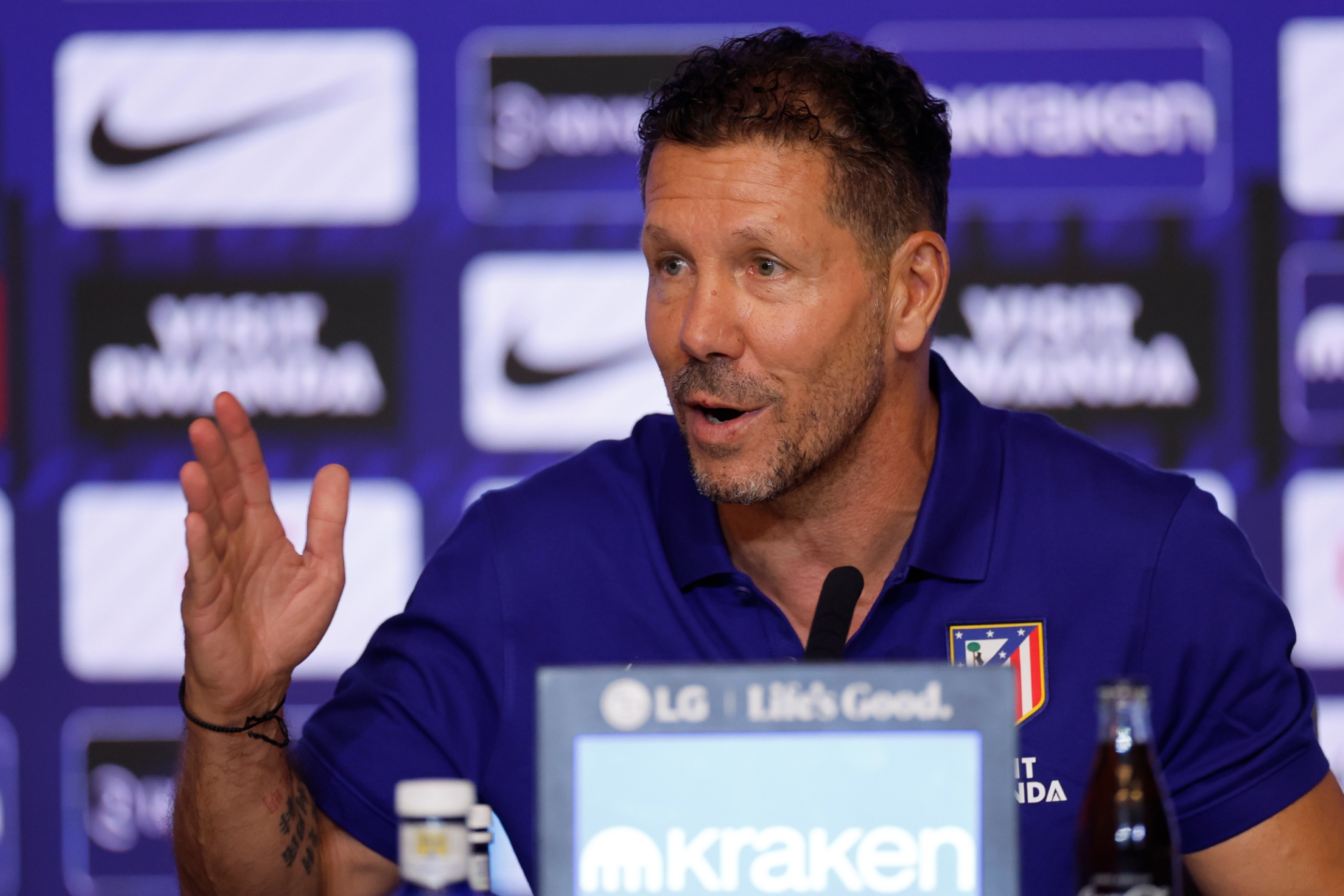Simeone, durante una rueda de prensa. EFE