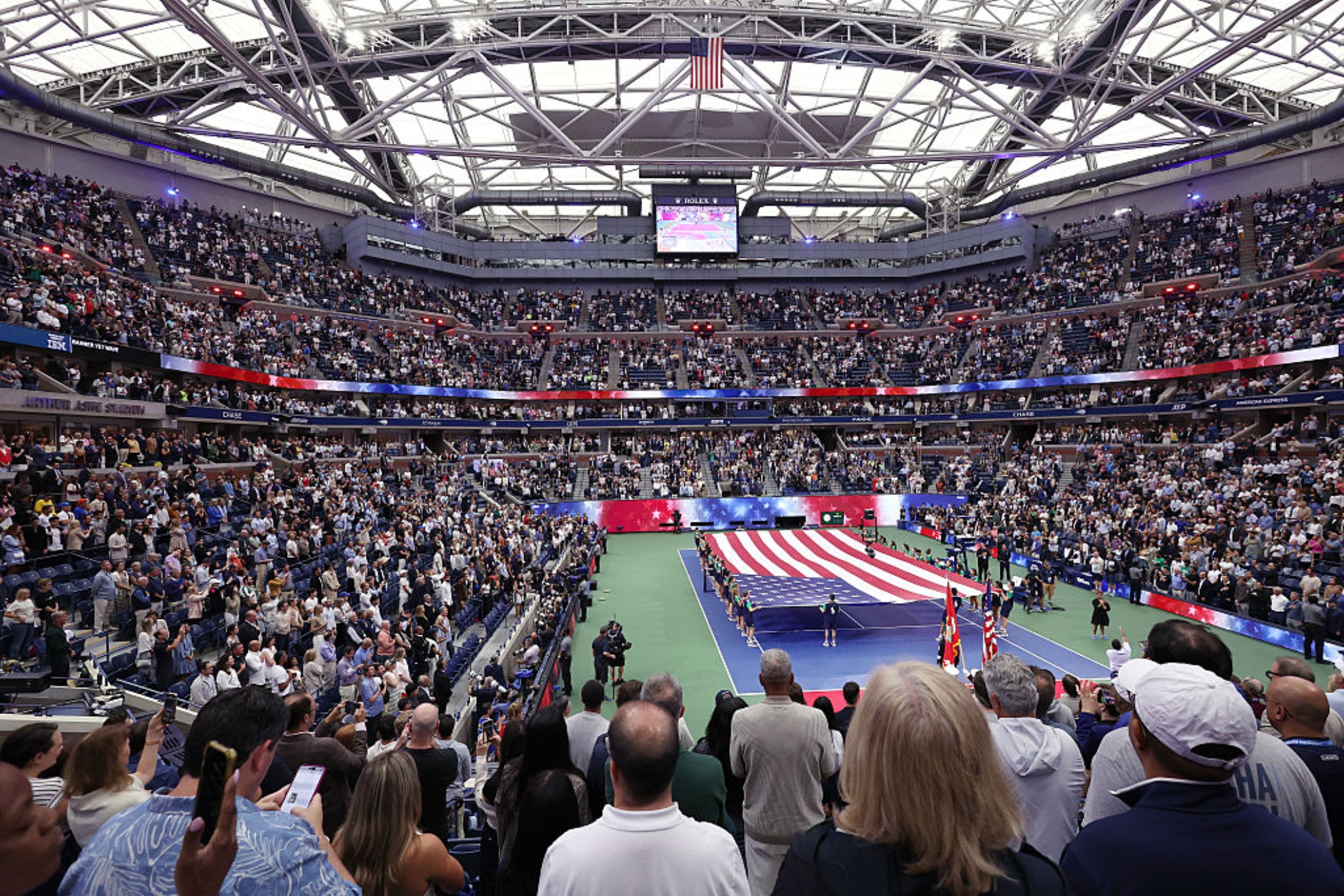 La central Arthur Ashe, antes de la final de 2025.