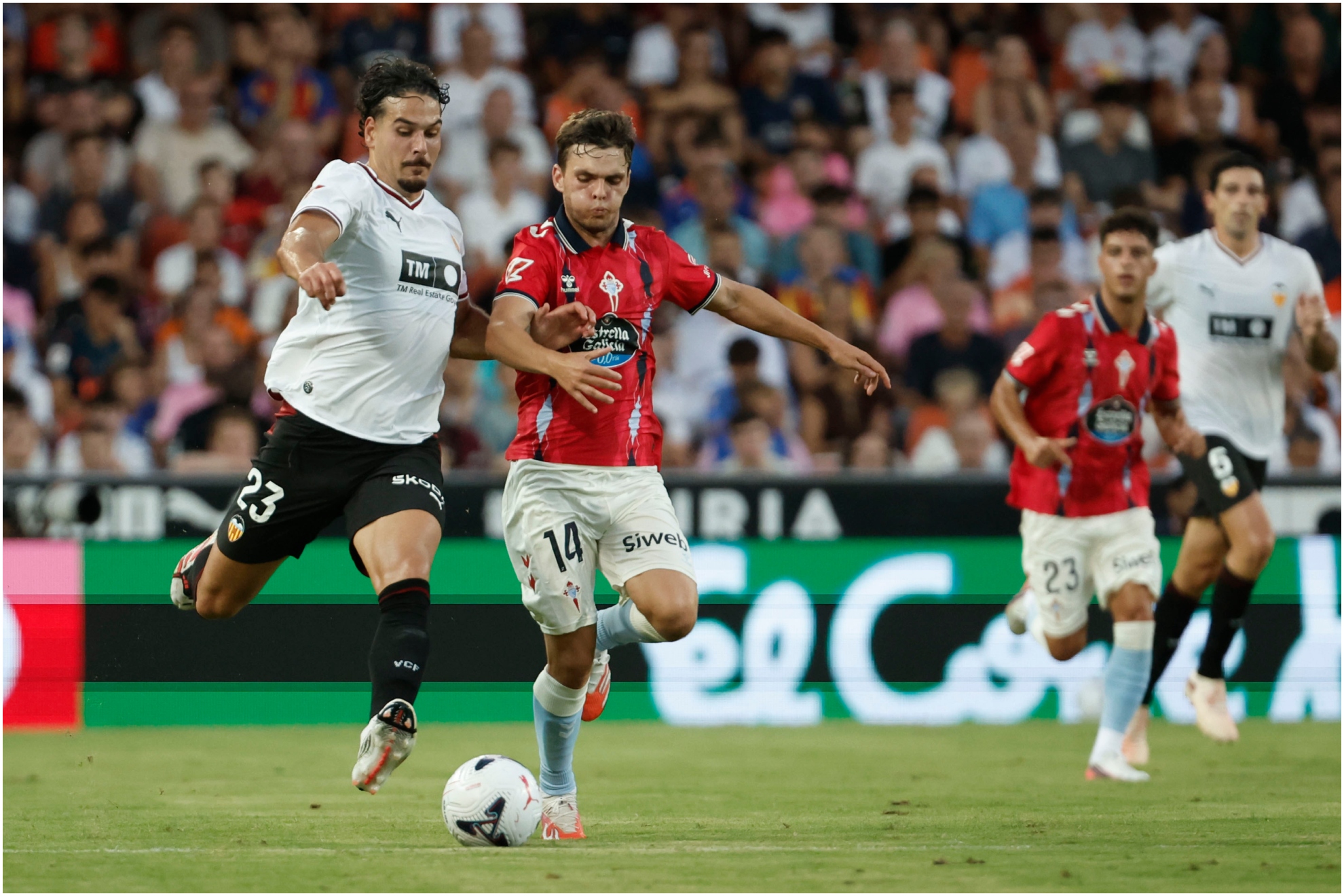 Imagen del partido entre Valencia y Celta. Manuel Bruque