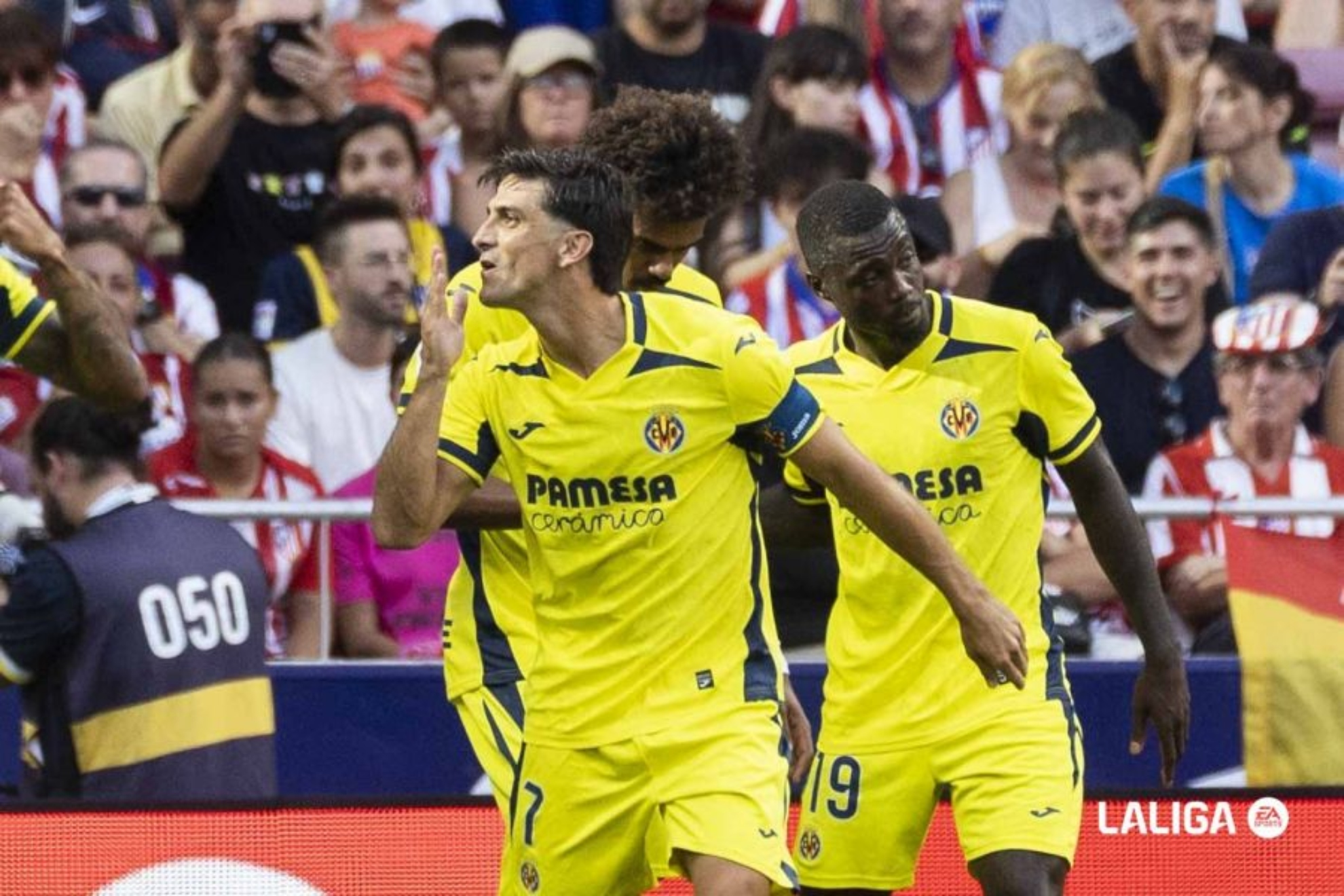Gerard Moreno celebra el gol que marcó ante el Atlético.
