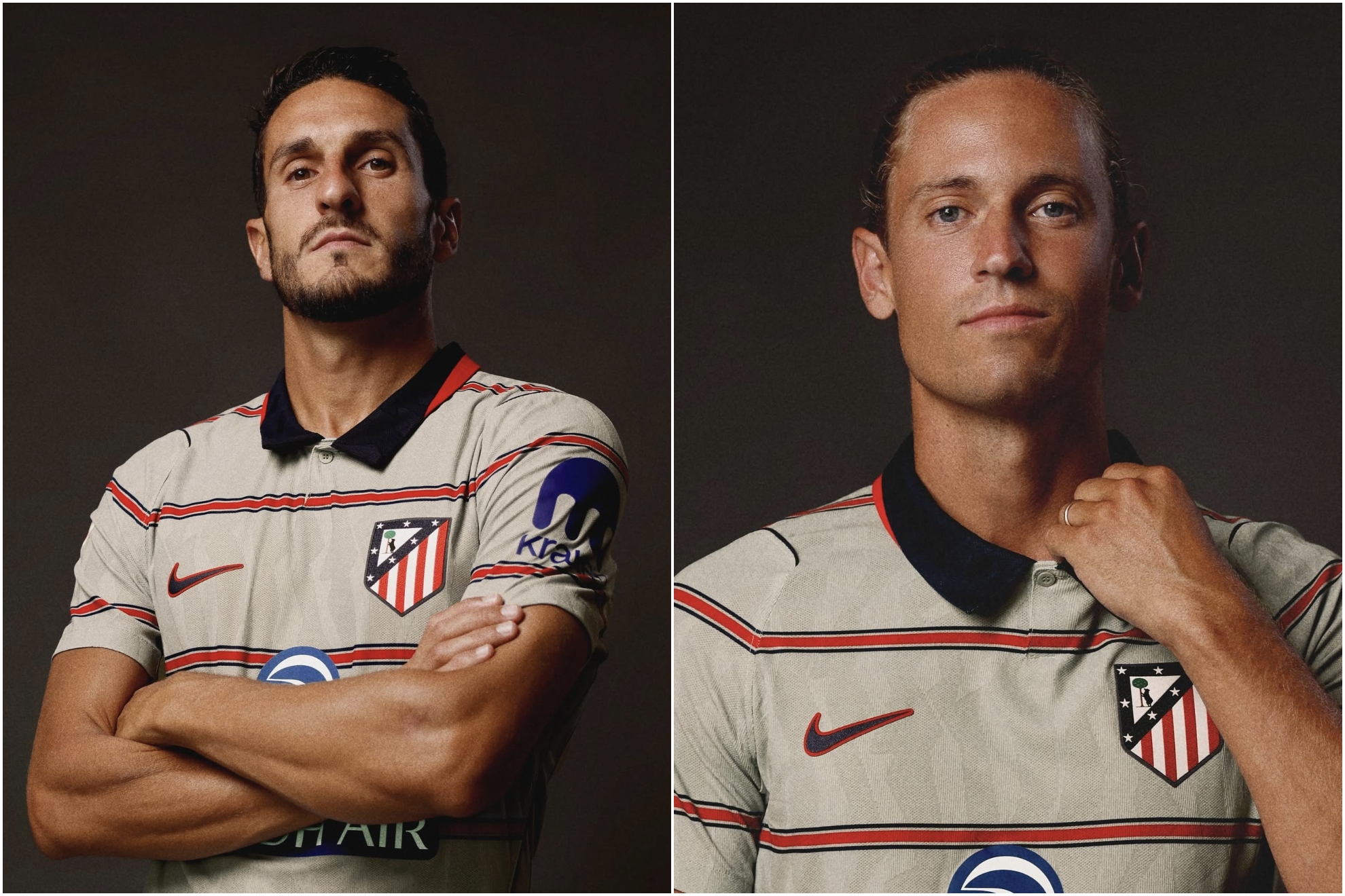 Koke y Llorente posando con la nueva camiseta.
