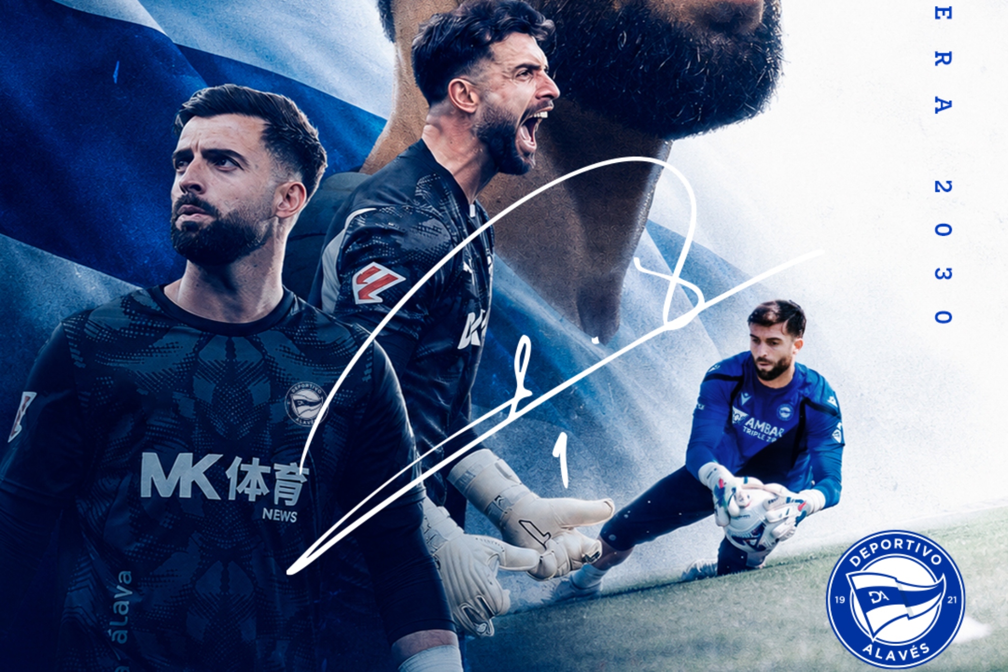 La imagen con la que el Alavés ha anunciado la renovación de Sivera. www.deportivoalaves.com