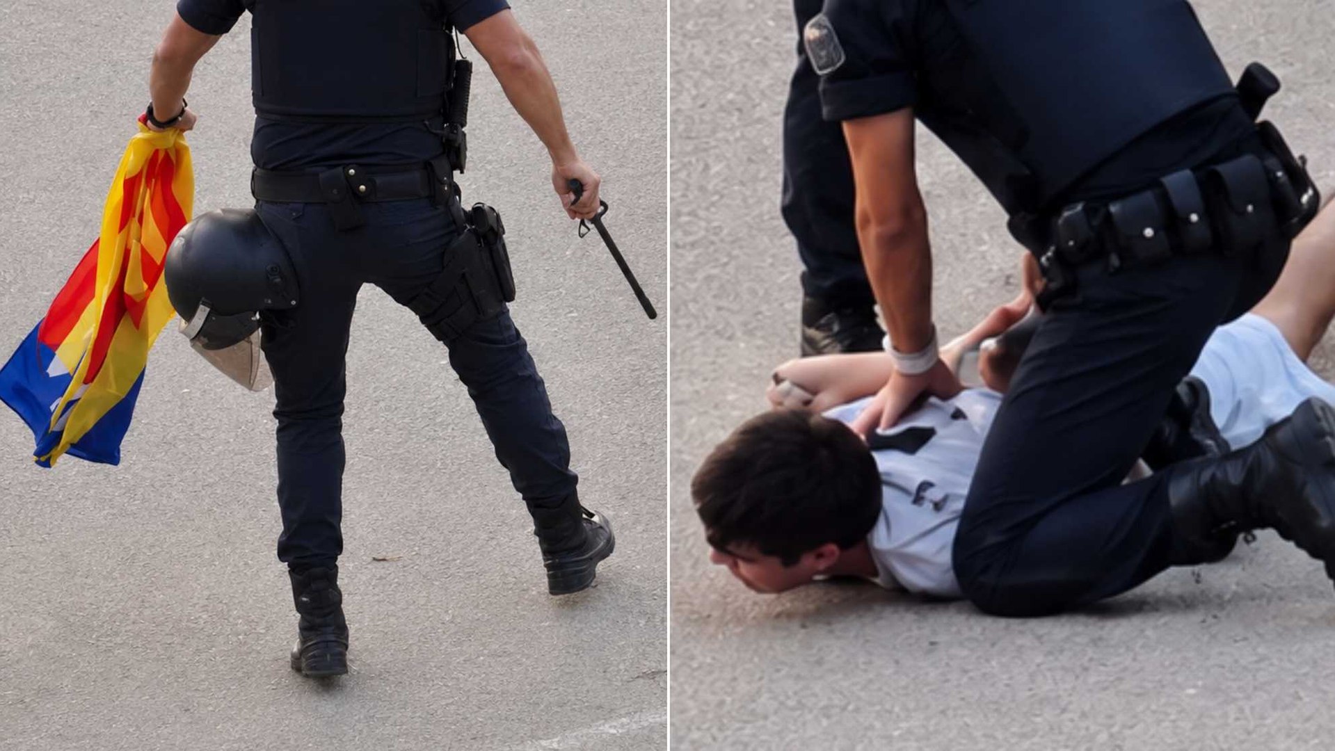 Las imágenes, grabadas por 'Adamelx', muestran cómo fue la actuación policial antes del partido hacia un seguidor que portaba una bandera independentista. INSTAGRAM ADAMELX91