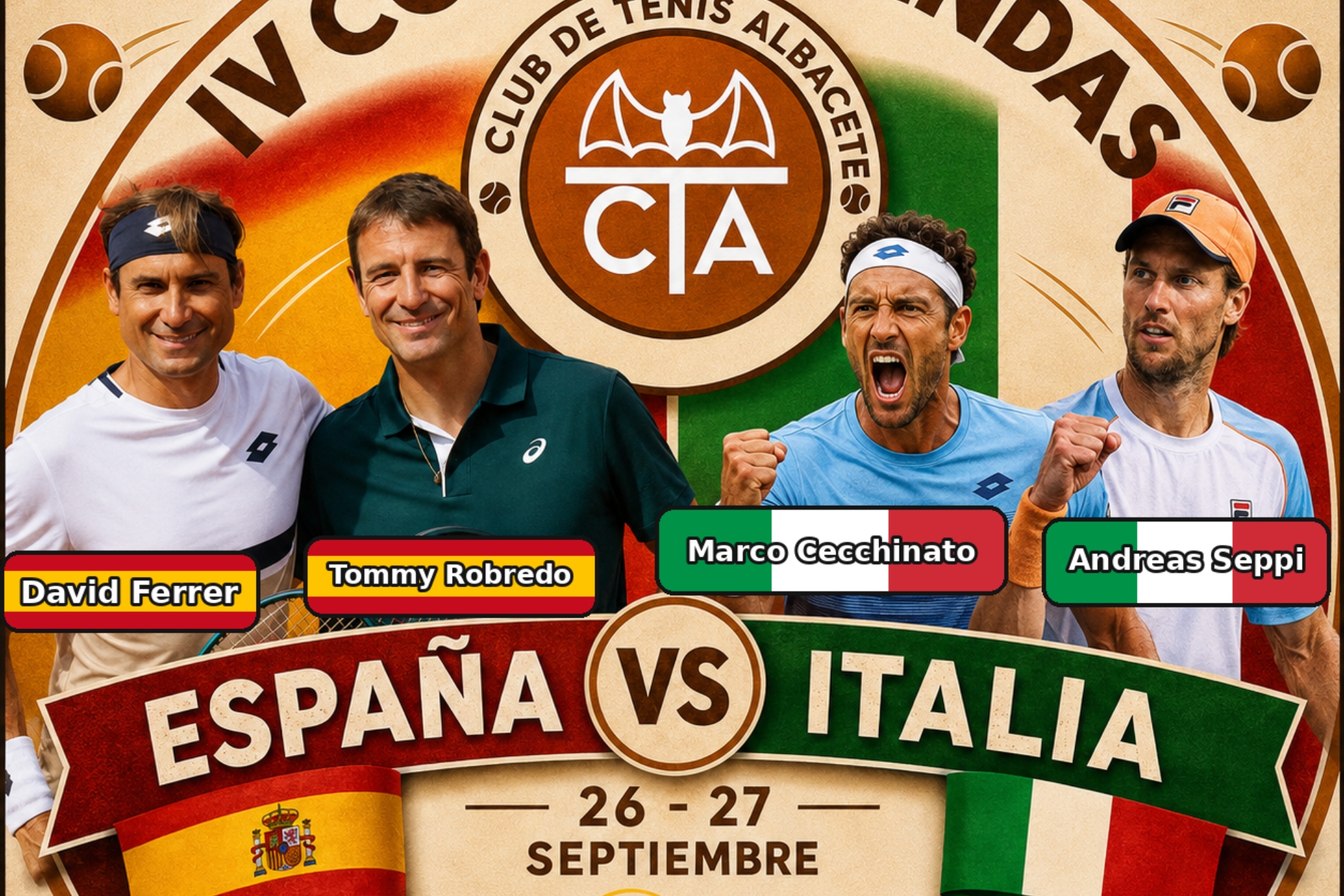 Ferrer, Robredo, Cecchinato y Seppi, en el cartel.
