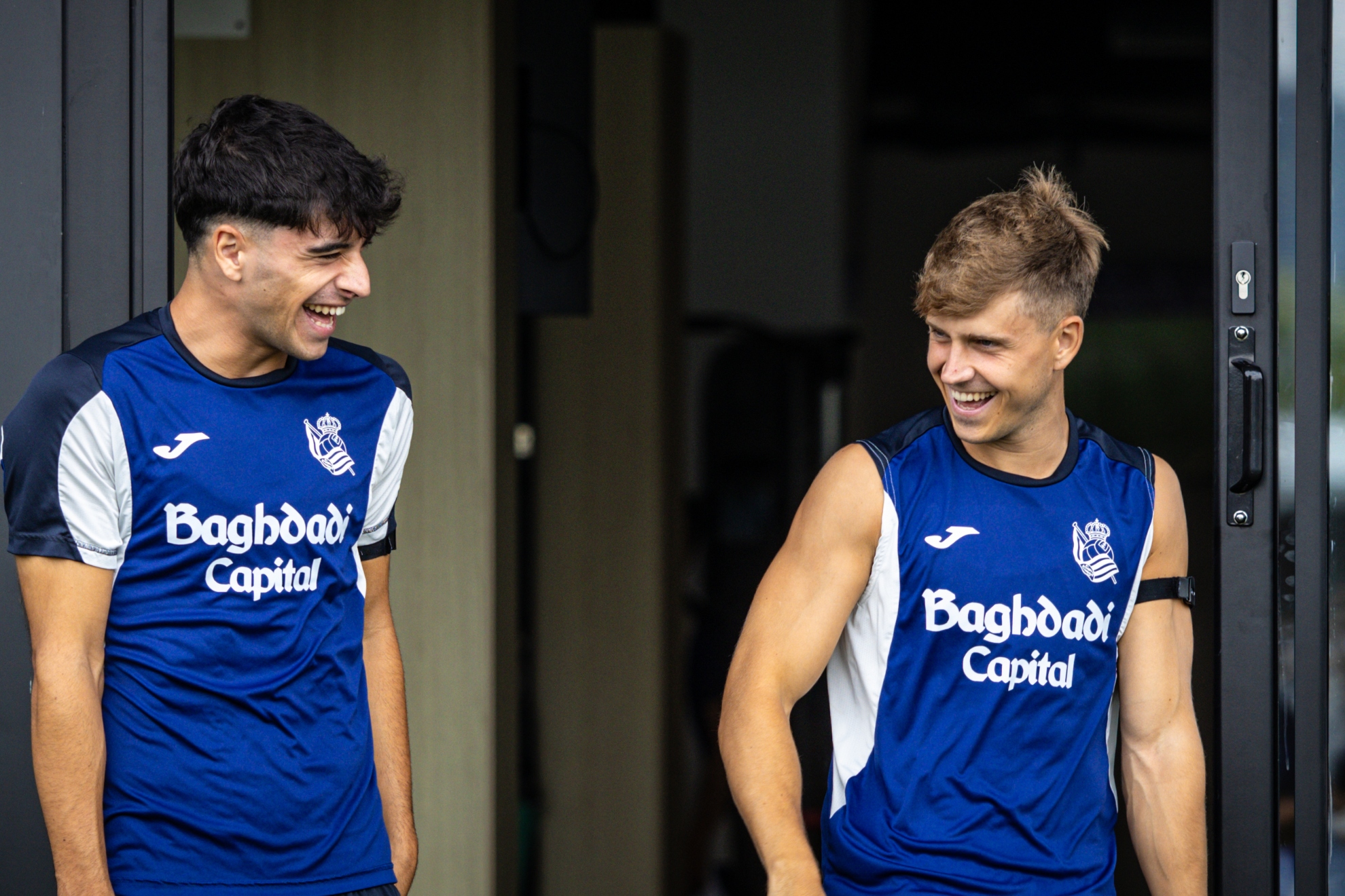 Jon Martín e Iñaki Rupérez, durante un entrenamiento con la Real este verano. REAL SOCIEDAD