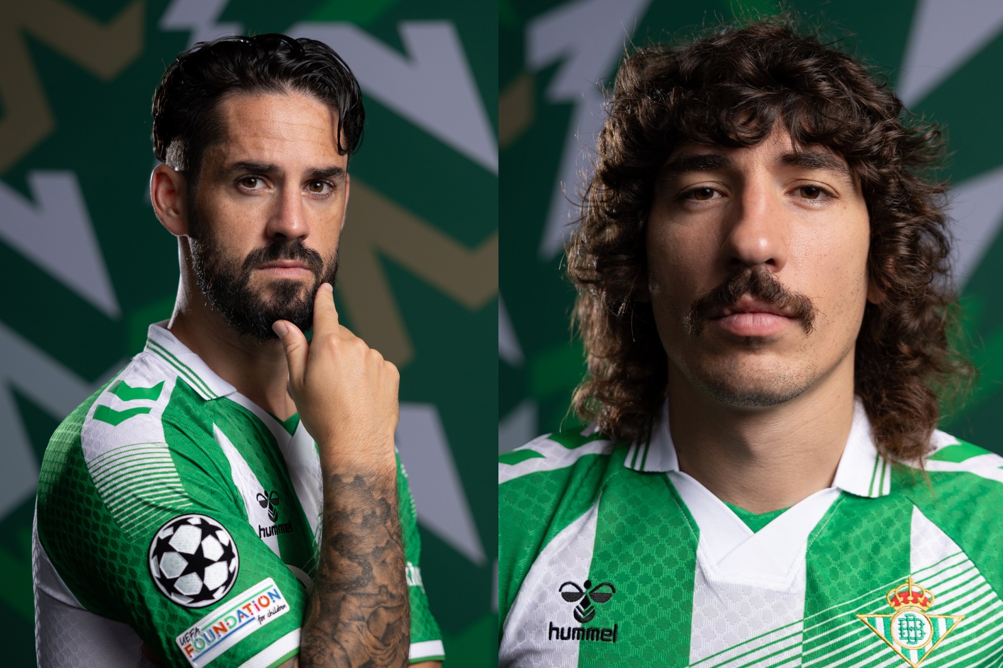 Isco y Bellerín, en la sesión de fotos para la Champions UEFA CHAMPIONS LEAGUE