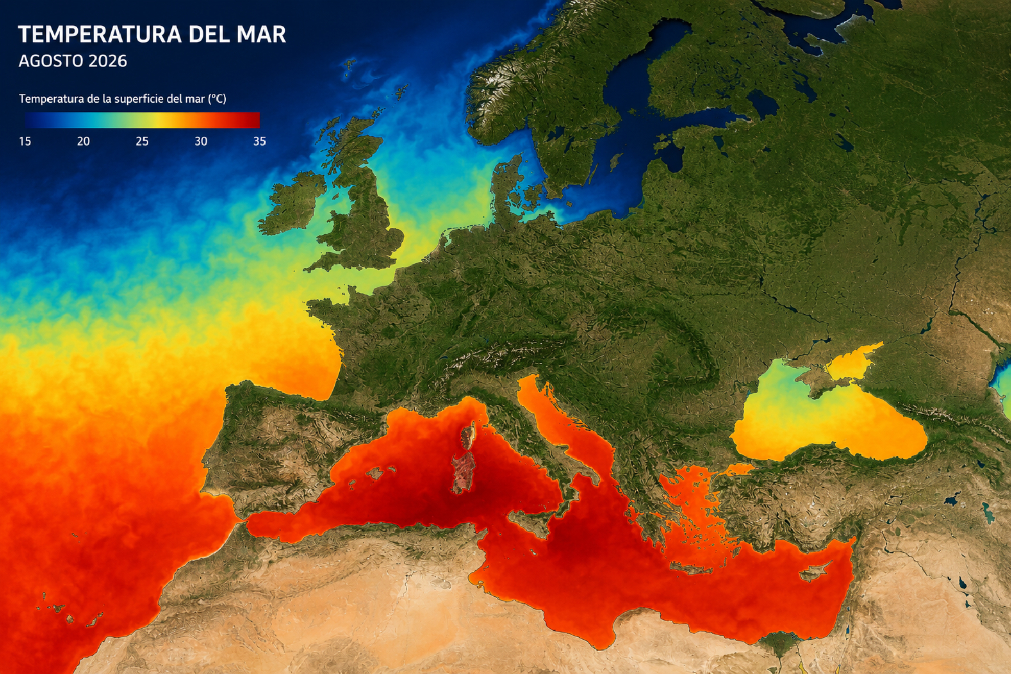 Representación de las temperaturas en el mar IA