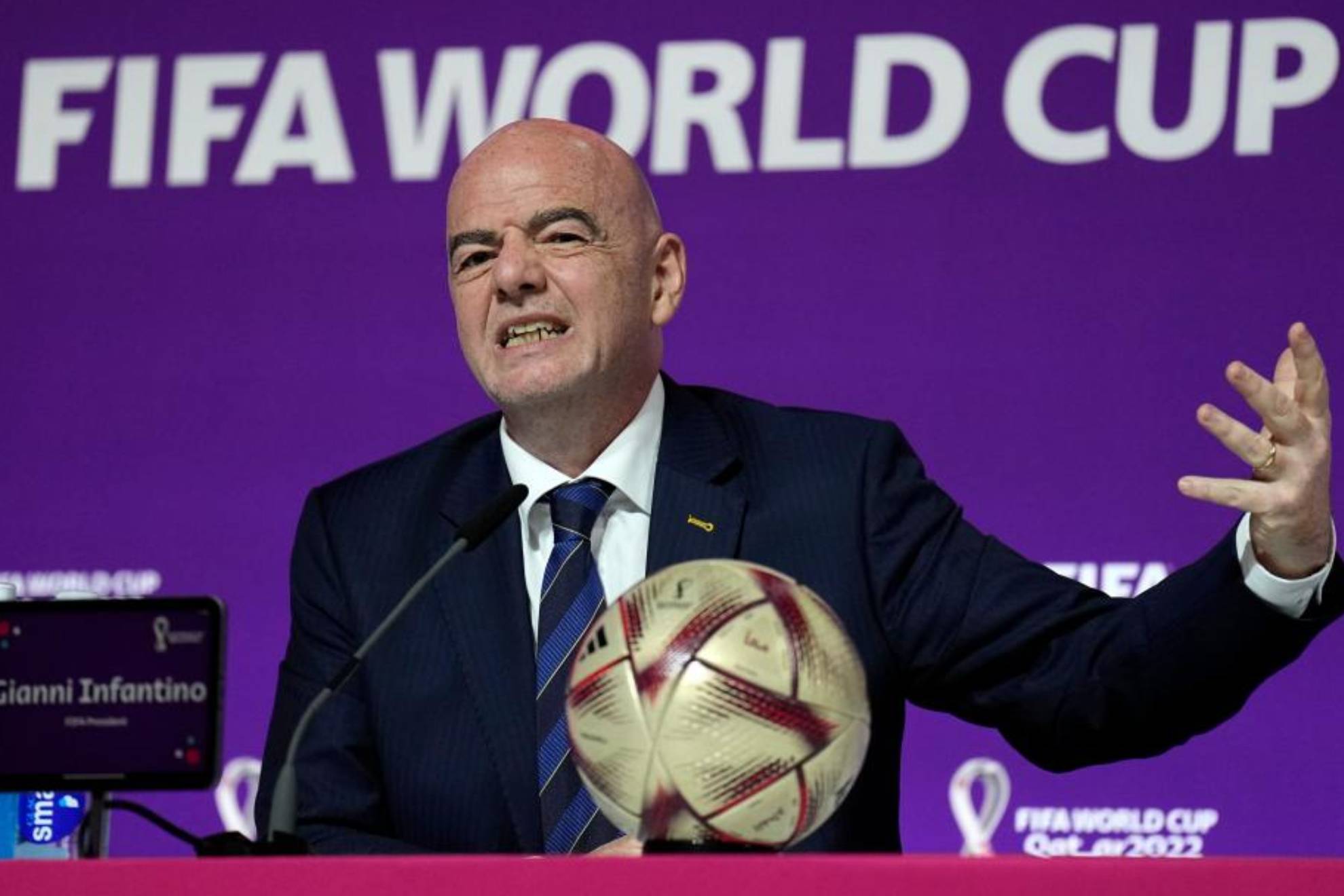 Infantino, en una rueda de prensa durante el último Mundial.