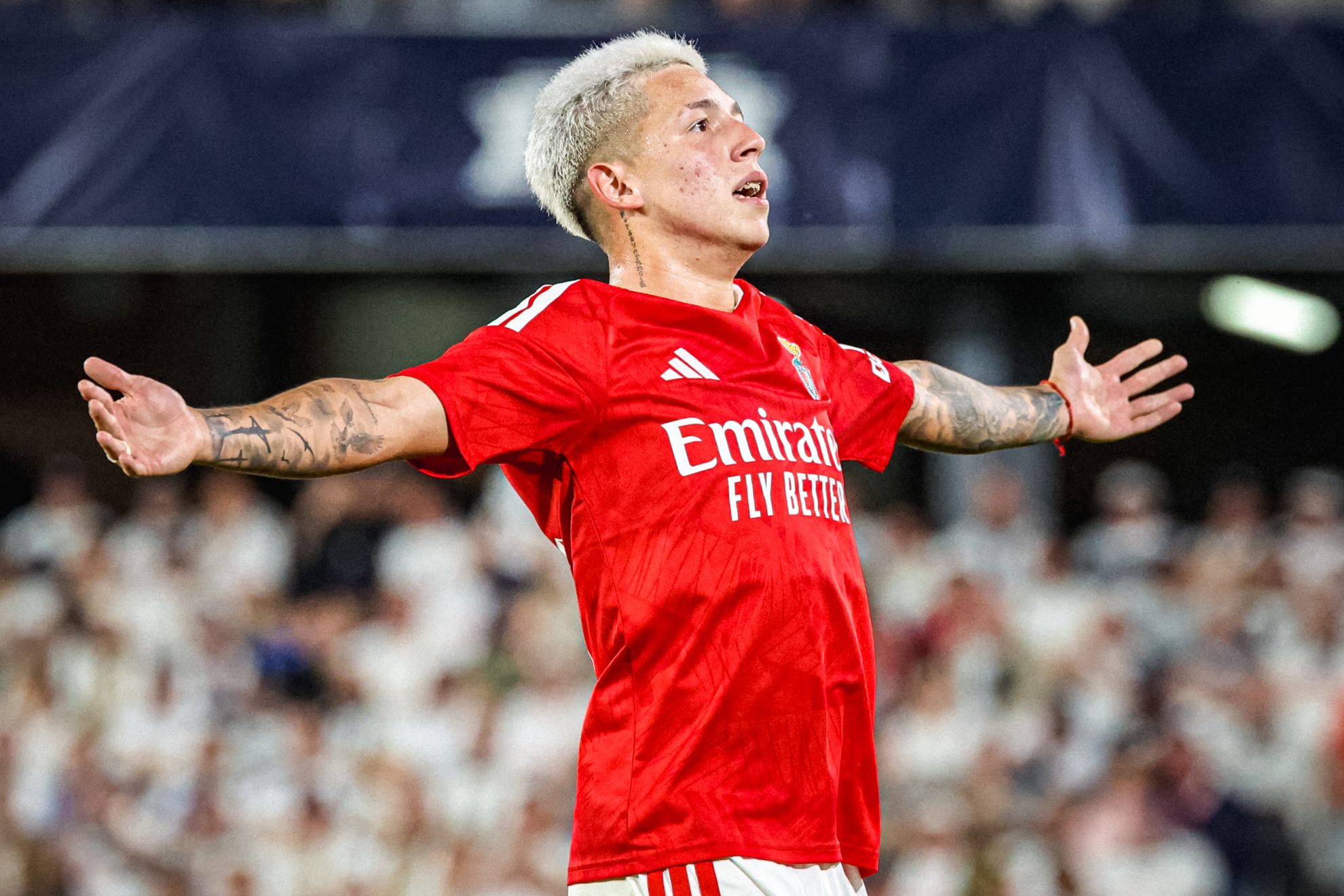Gianluca Prestianni celebra uno de sus goles @SLBenfica