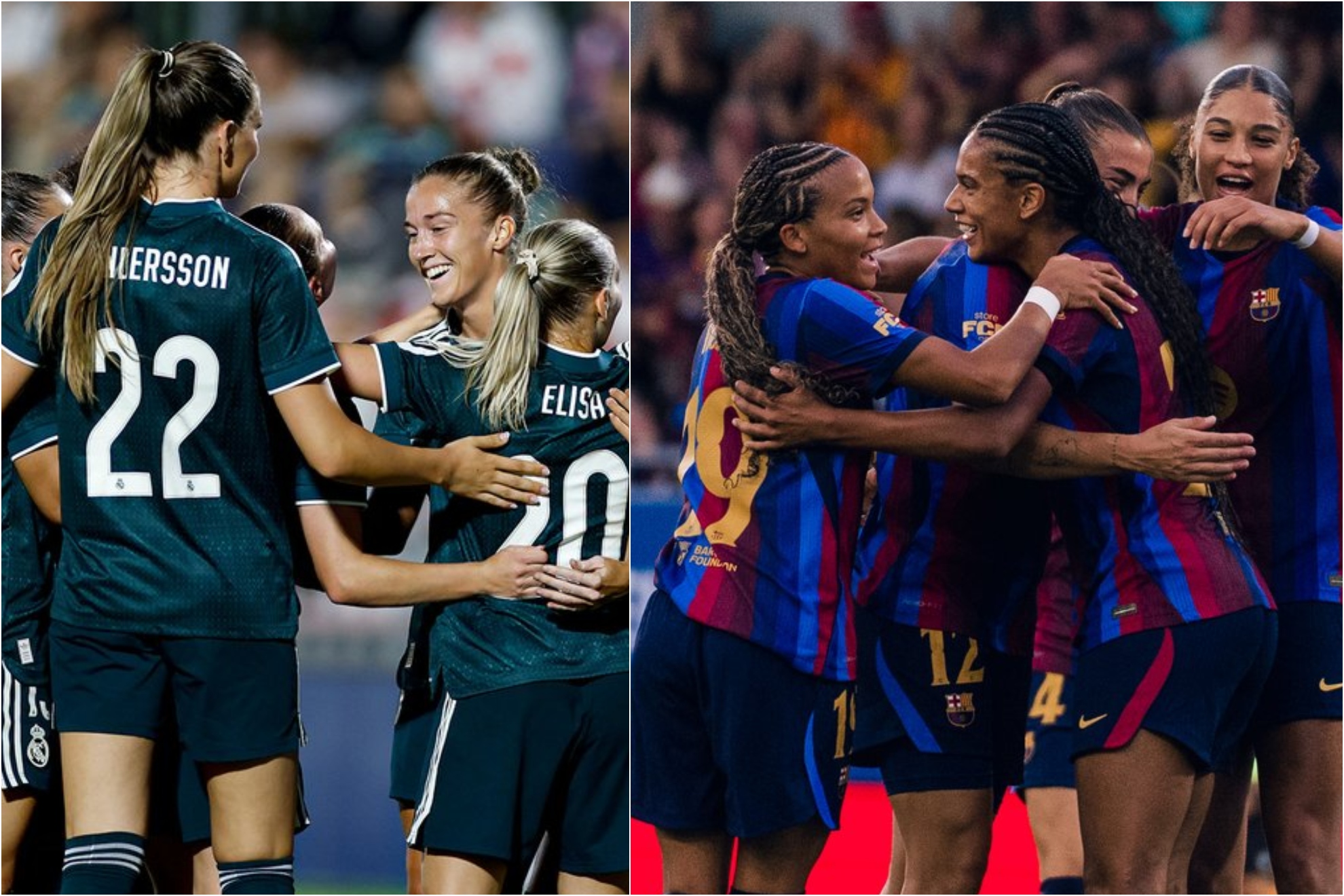Las jugadoras del Real Madrid y del FC Barcelona