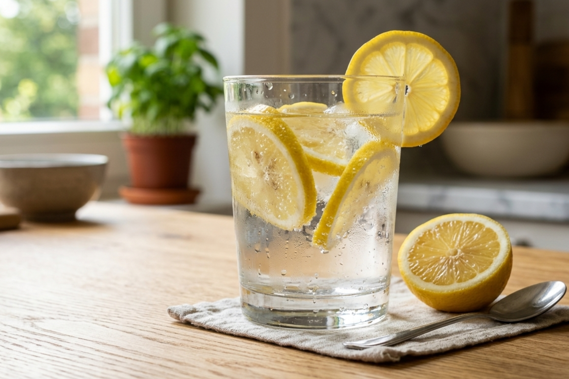 Vaso de agua con limón Imagen creada con IA